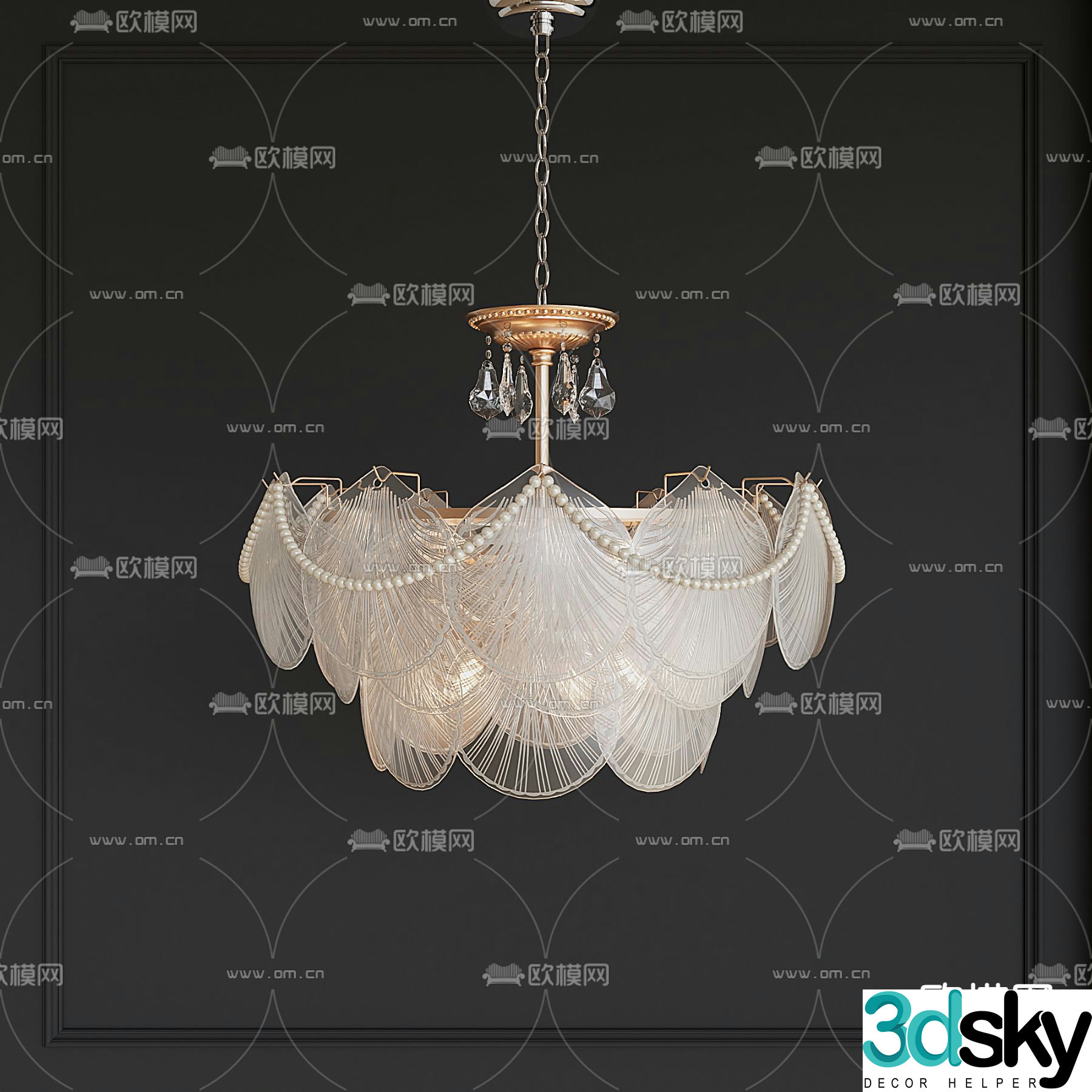 Shell chandelier Pearl chandelier 3d model