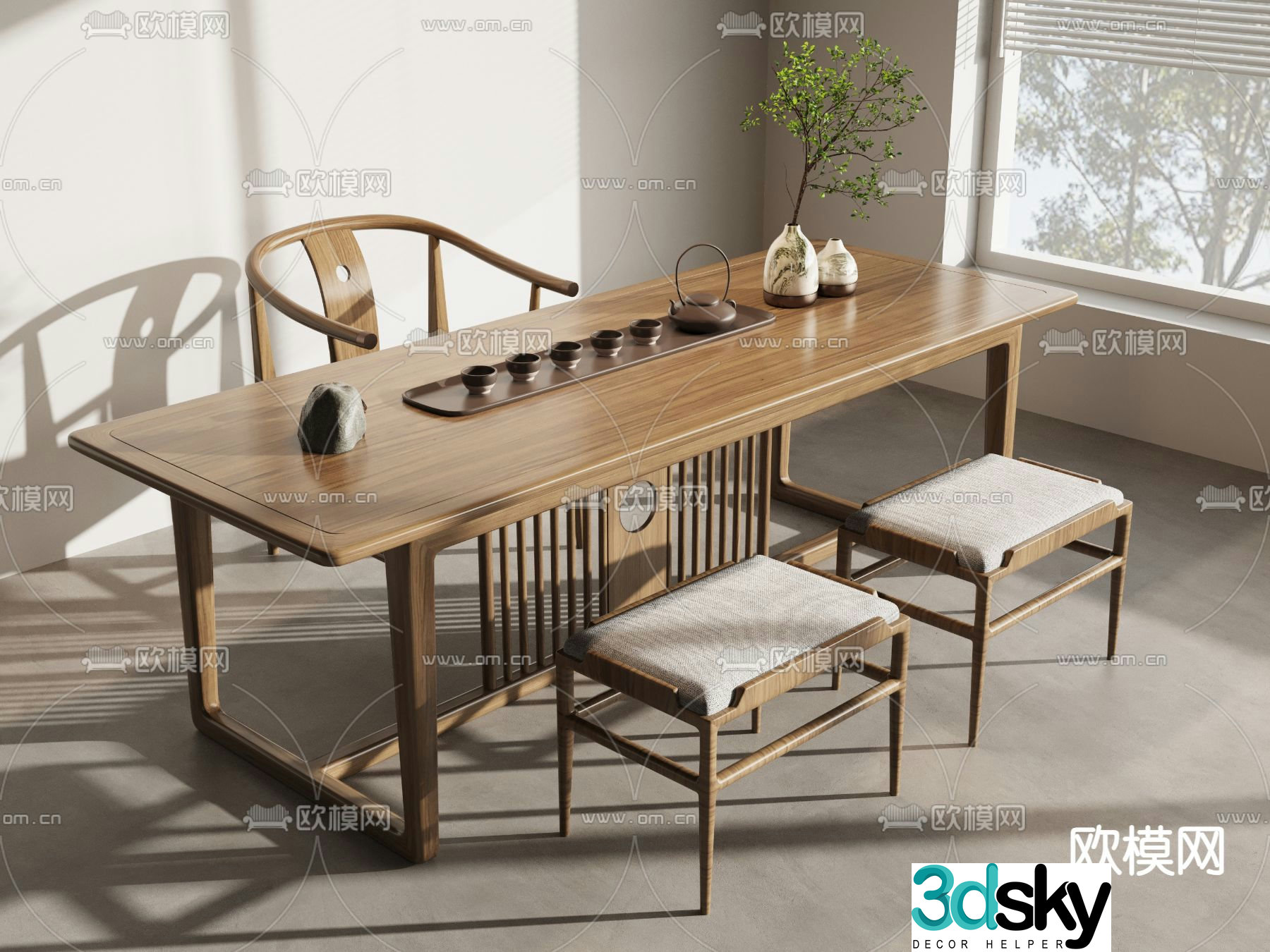 New Chinese style tea table tea table 3d model