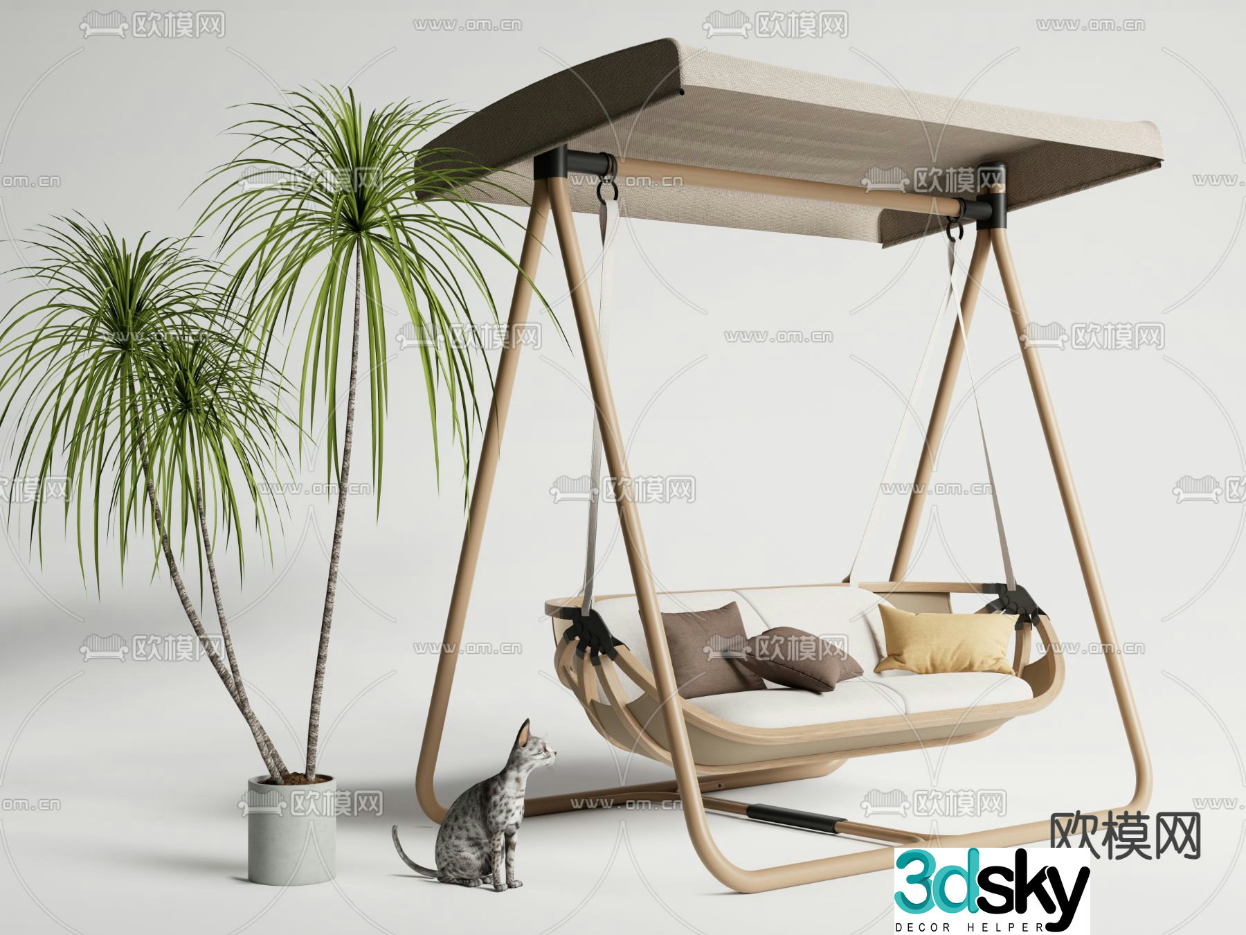 Courtyard swing hanging chair rocking chair 3d model