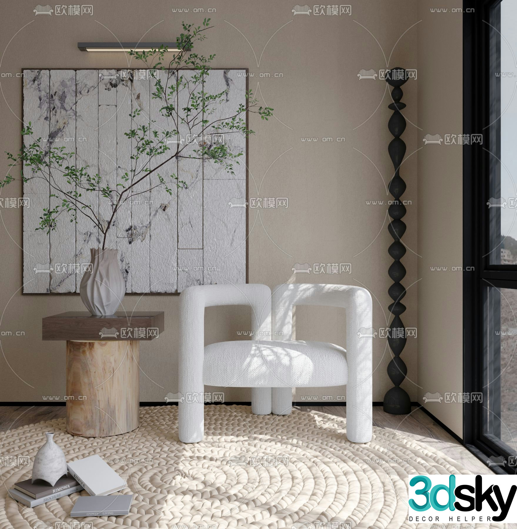 Wabi-sabi sofa chair leisure chair 3d model