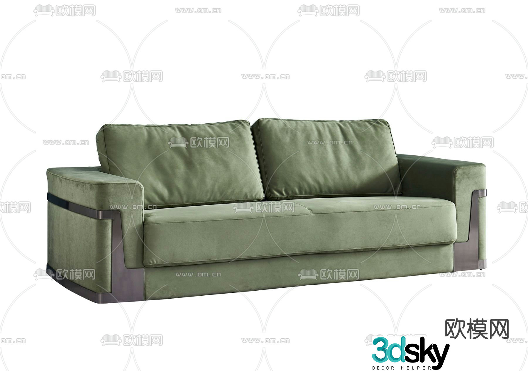 Double sofa green sofa 3d model