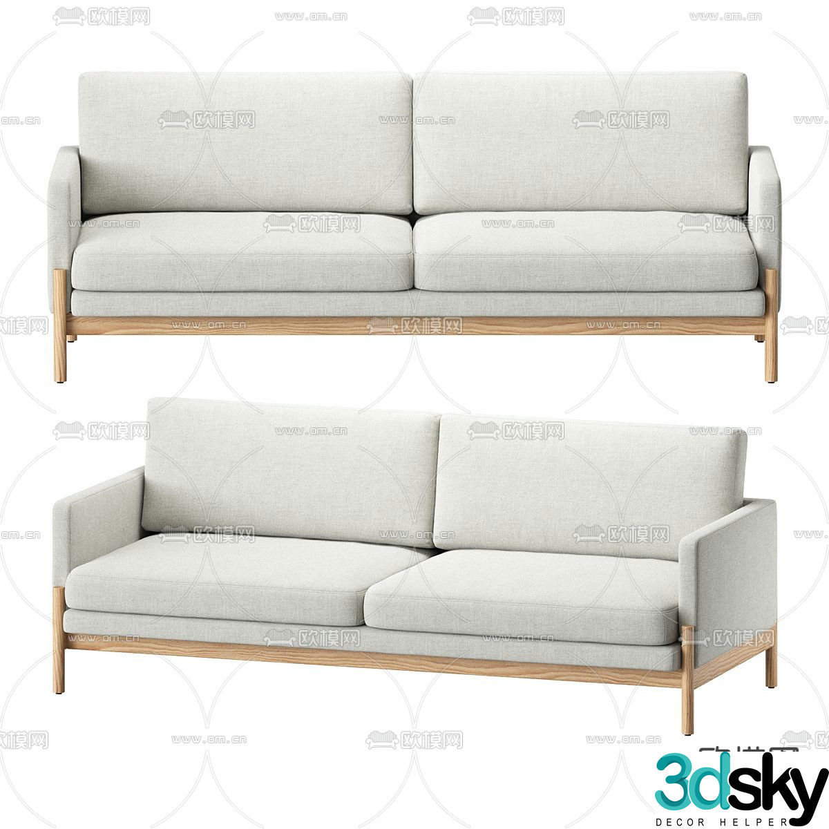 Double sofa upholstered sofa 3d model