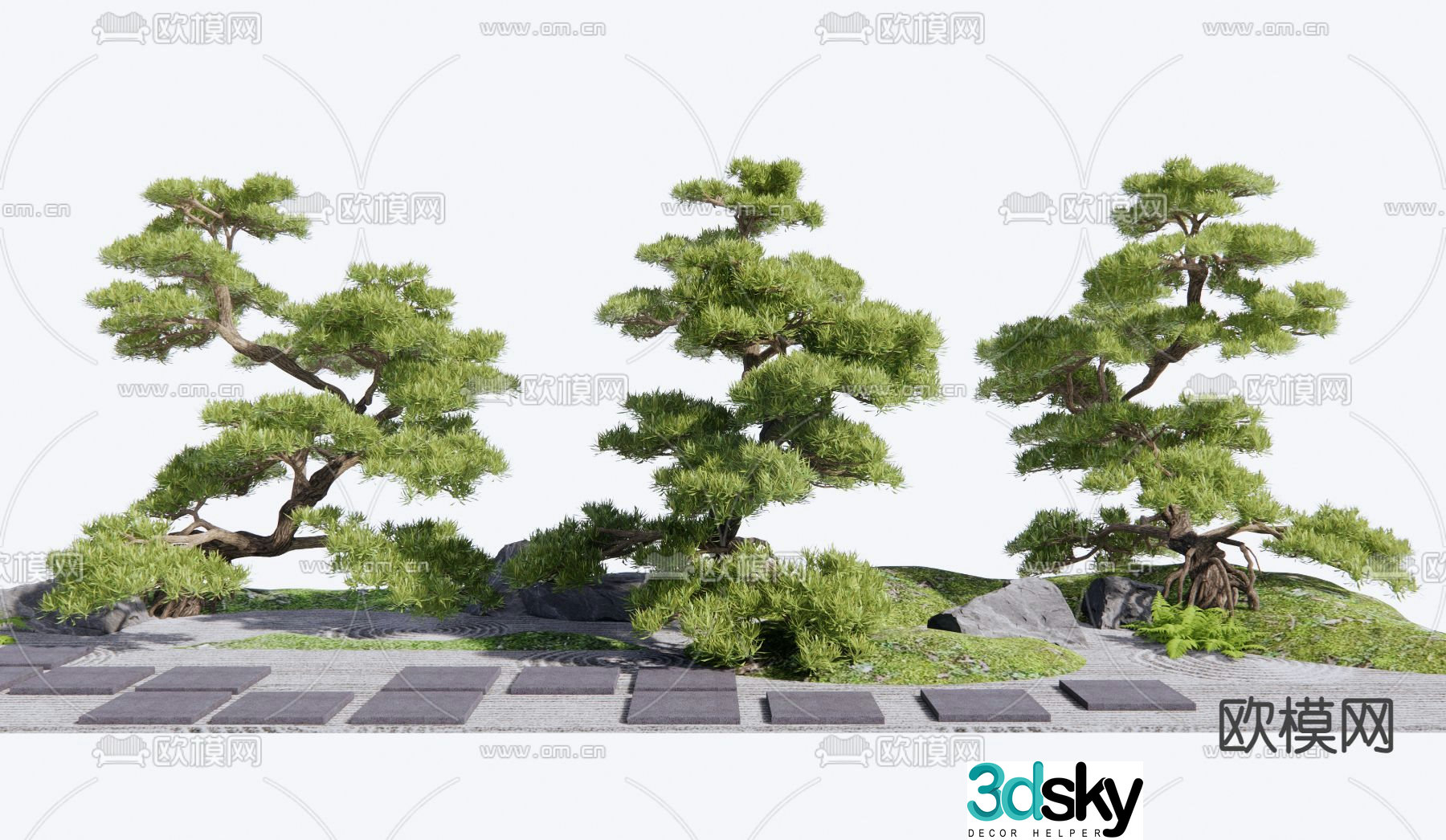 Landscape sketch plant landscaping welcoming pine 3D model