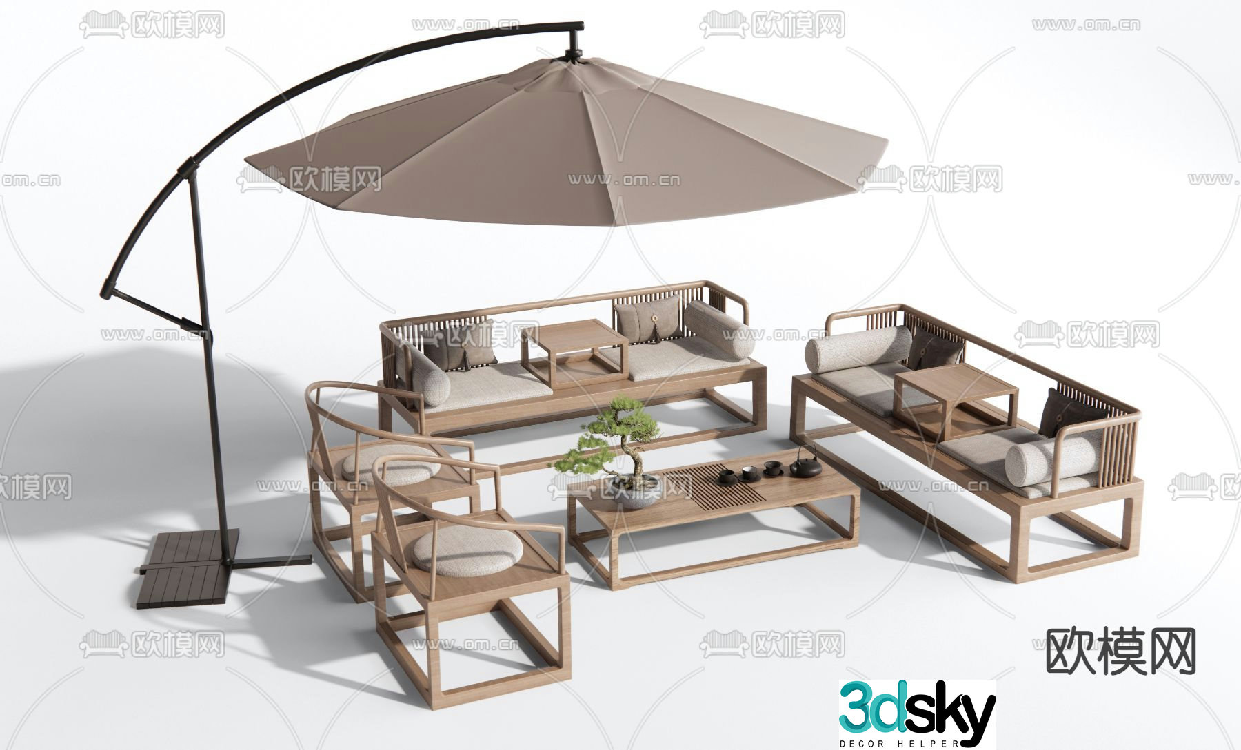 Outdoor sofa courtyard sofa Arhat bed 3d model