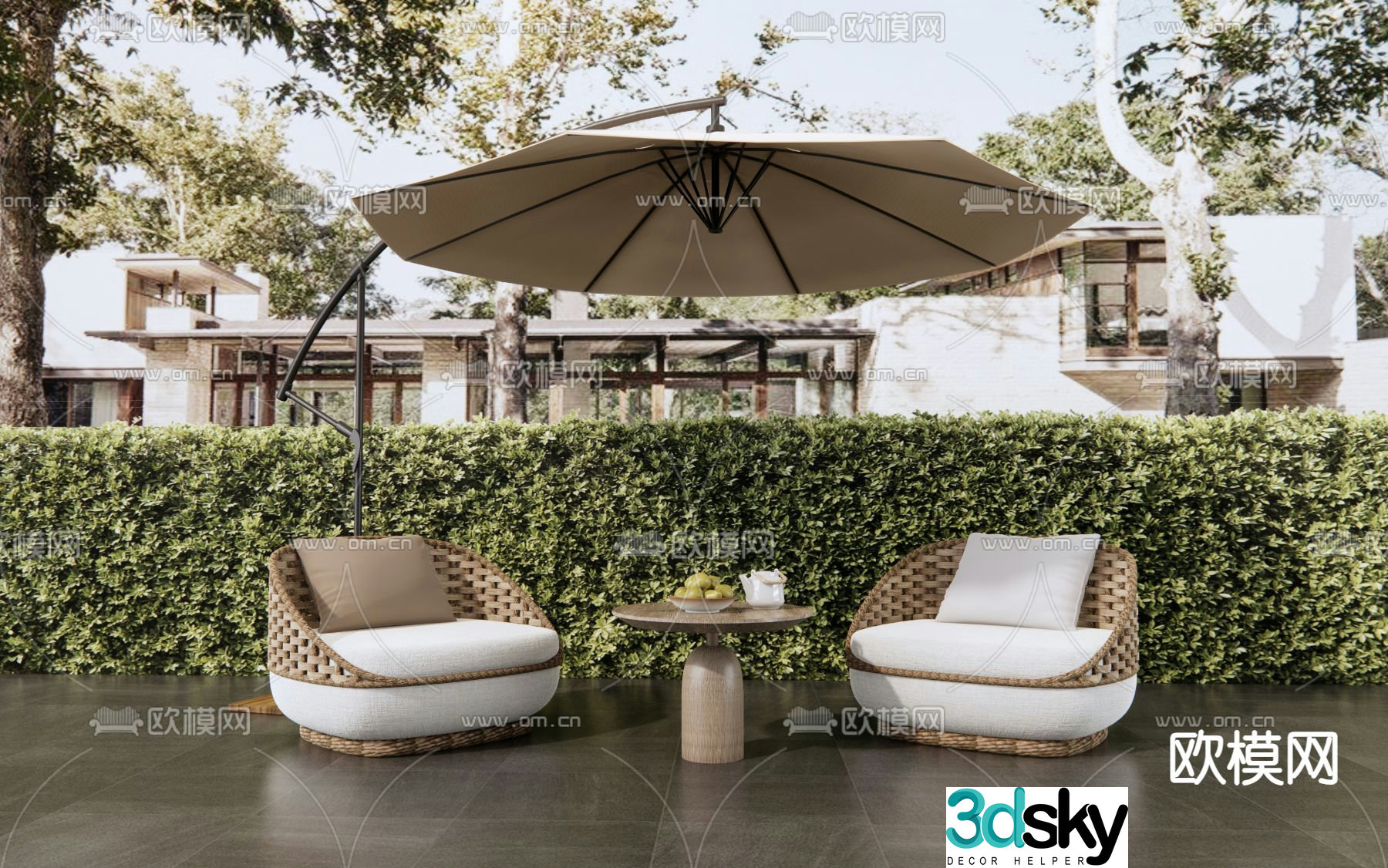 Outdoor sofa rattan sofa courtyard sofa 3d model