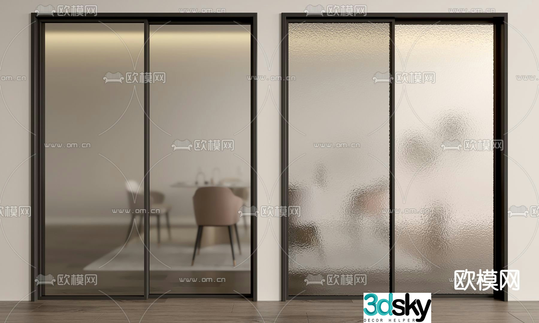 Changhong Glass Door Sliding Door Kitchen Door 3D Model