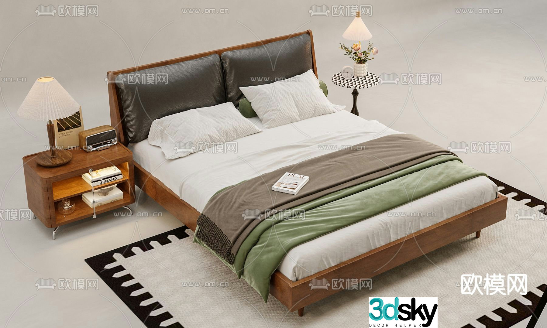 Medieval style double bed 3d model
