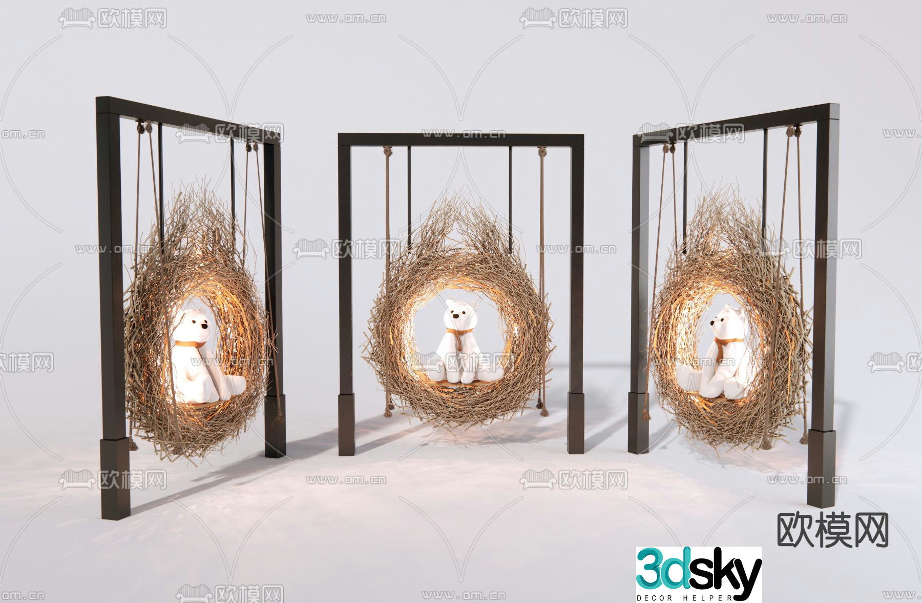 Wabi-sabi hanging chair bird’s nest swing internet celebrity swing courtyard swing 3D model