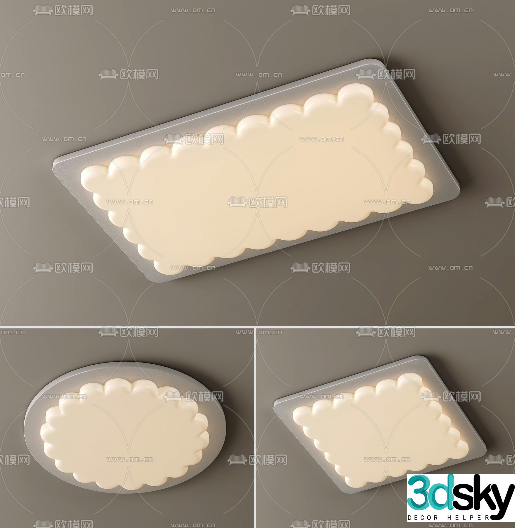 Creamy air ceiling lamp Bedroom lamp Living room lamp 3d model