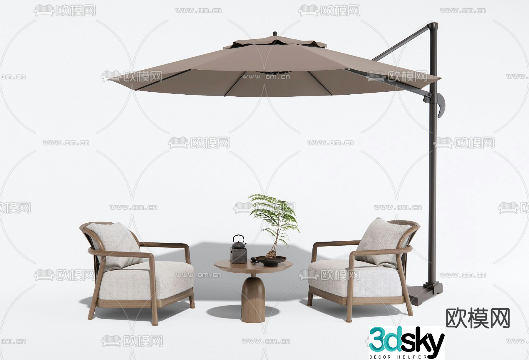 New Chinese style outdoor chair leisure chair parasol 3d model