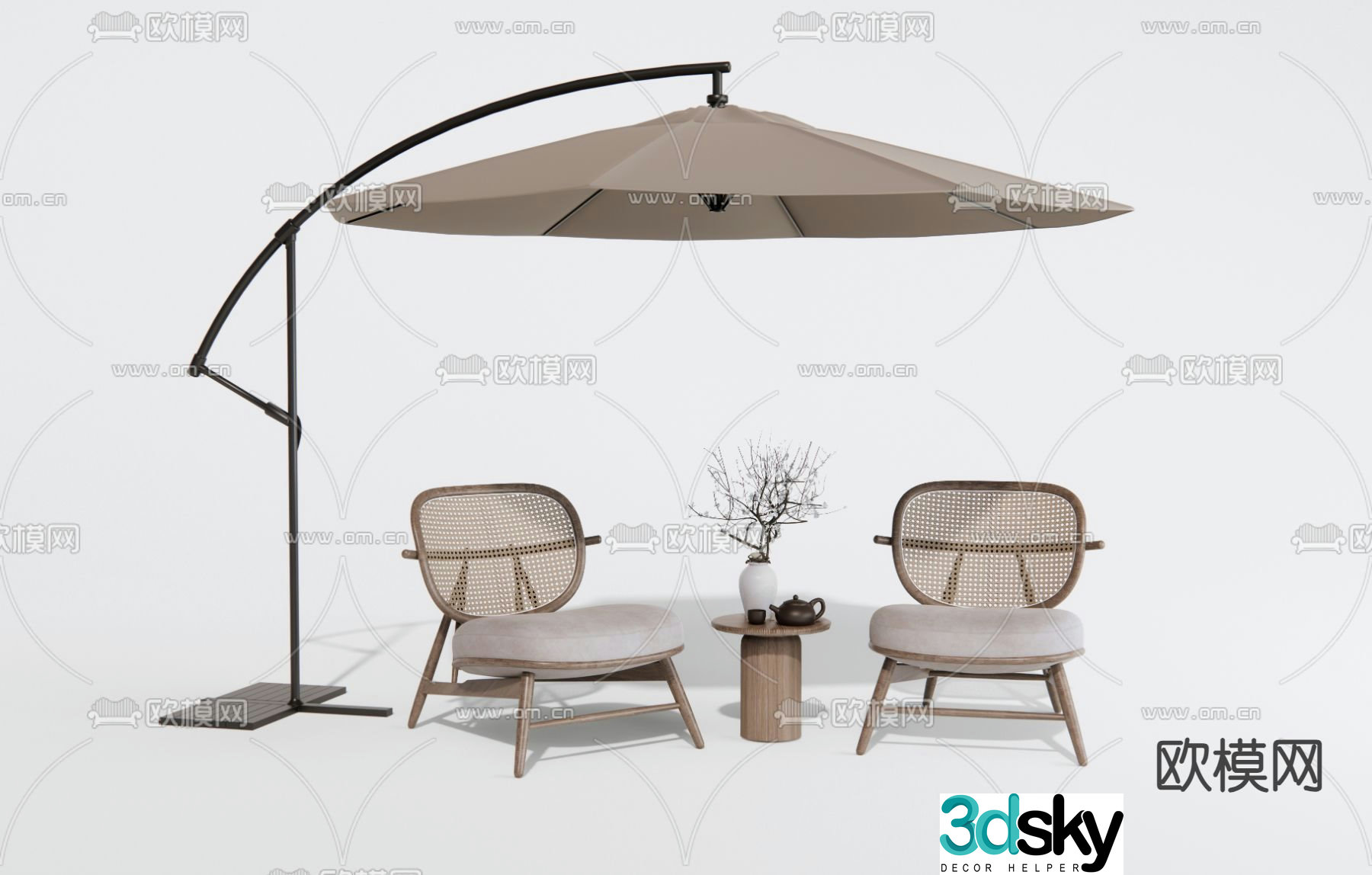 Japanese outdoor chair leisure chair patio chair 3d model