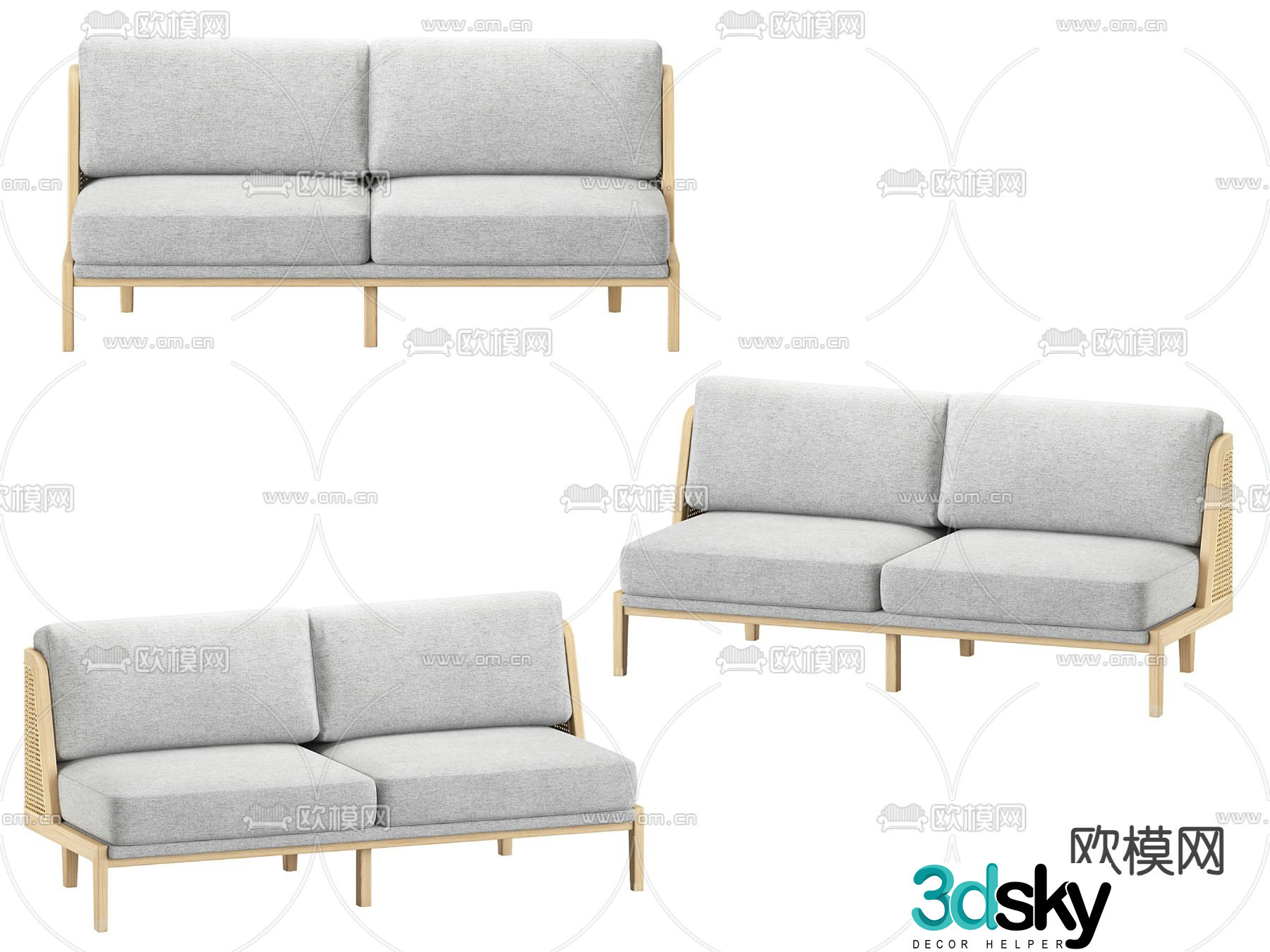 Double sofa upholstered sofa 3d model