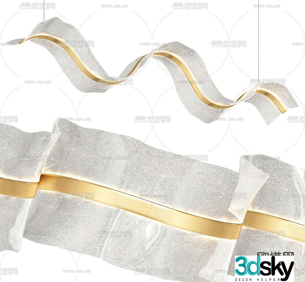 Streamer chandelier glass chandelier 3d model