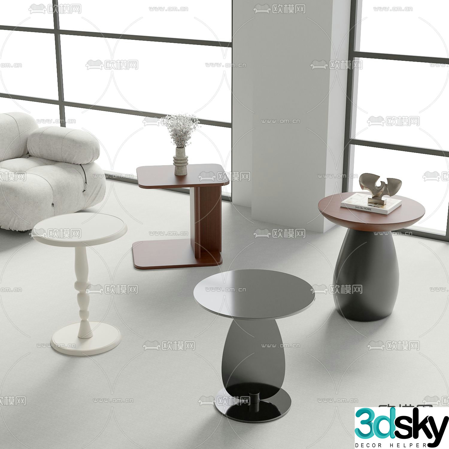 Round table side table angle table 3D model