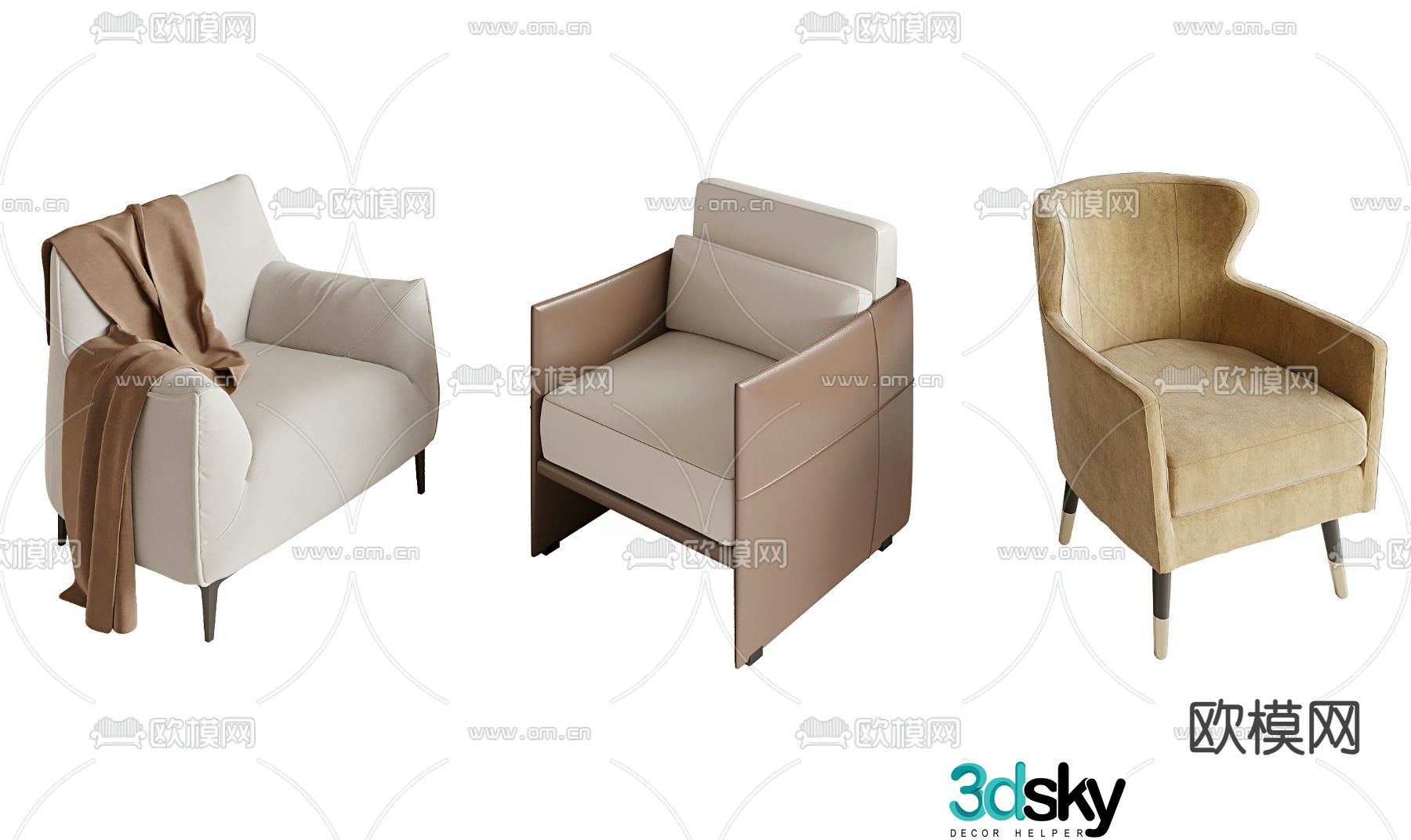 Modern single sofa 3d model