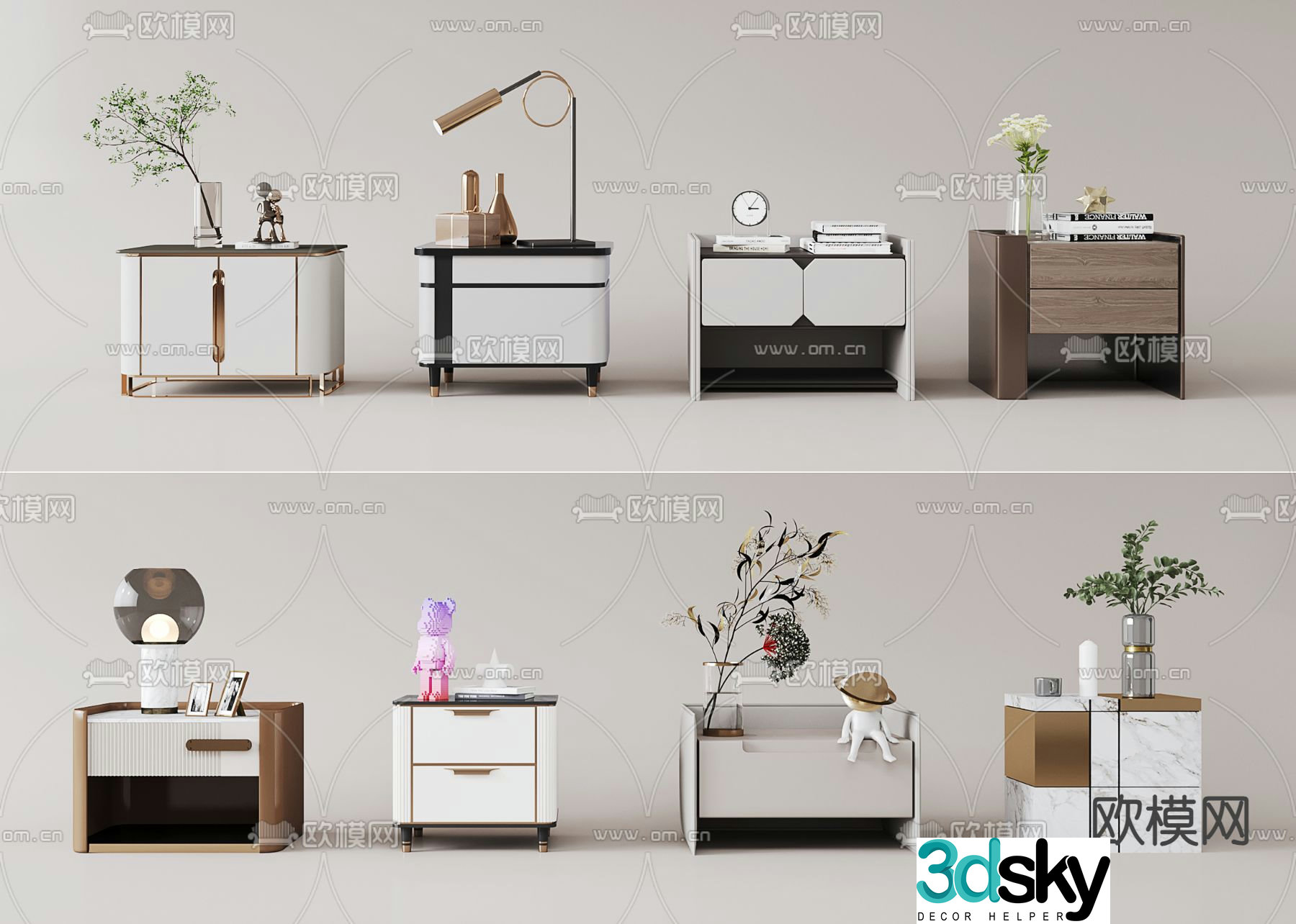 Modern bedside table 3d model