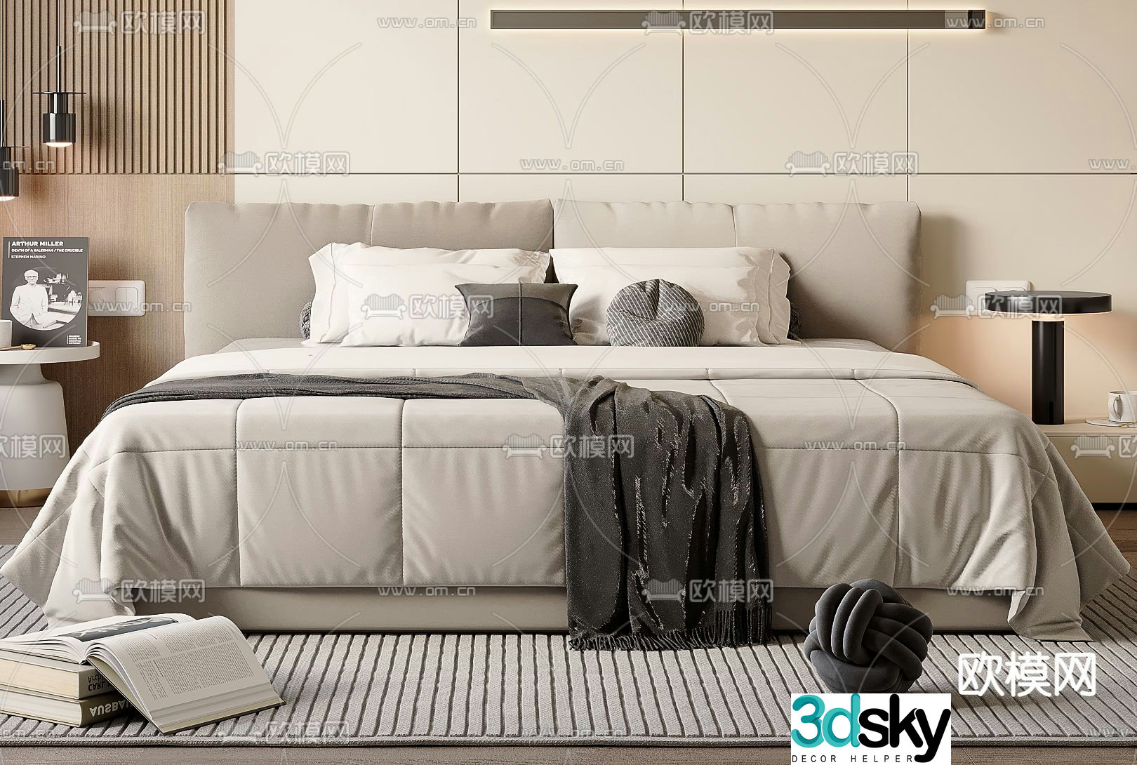 Modern double bed 3d model