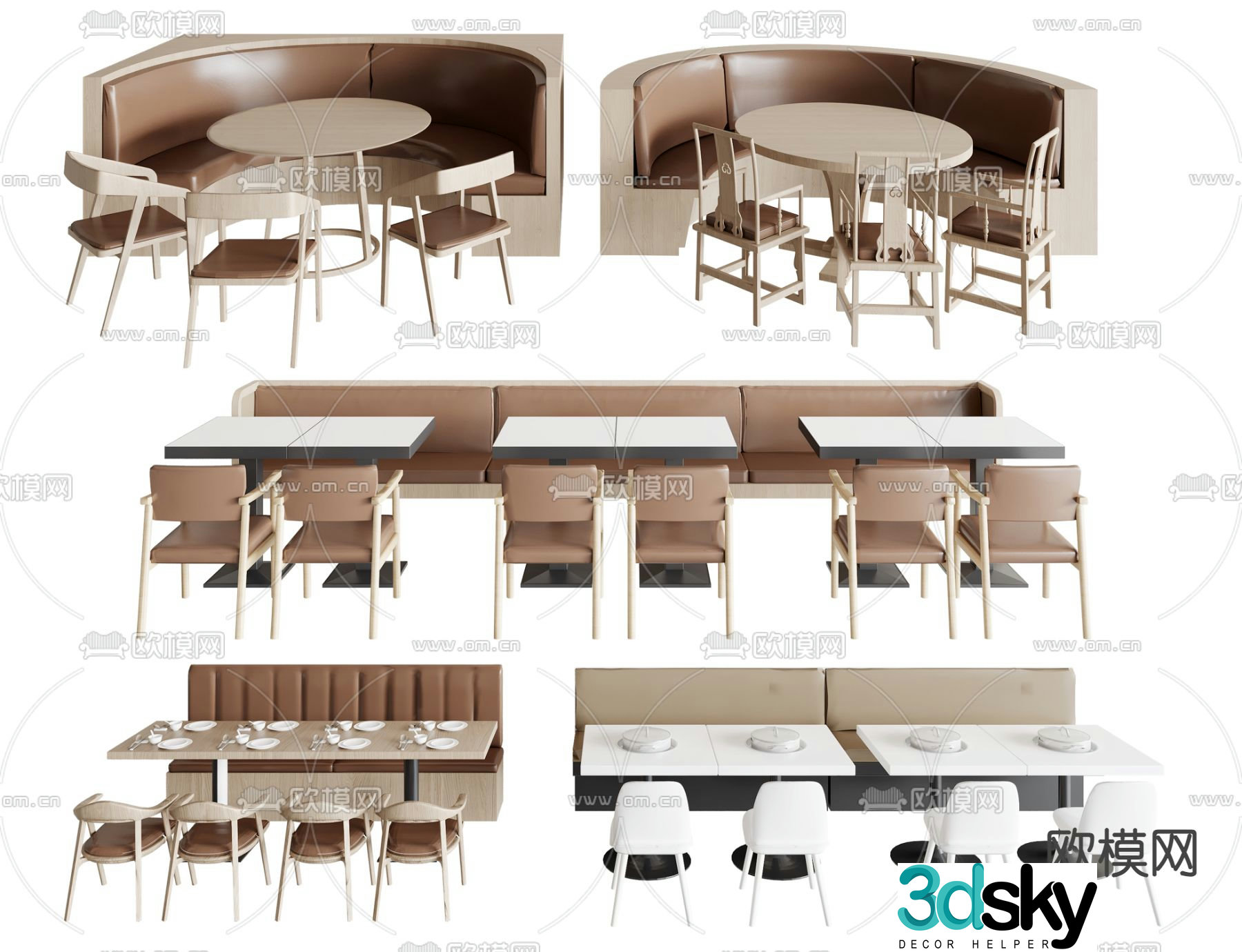 Card seat dining table and chairs card seat sofa 3d model