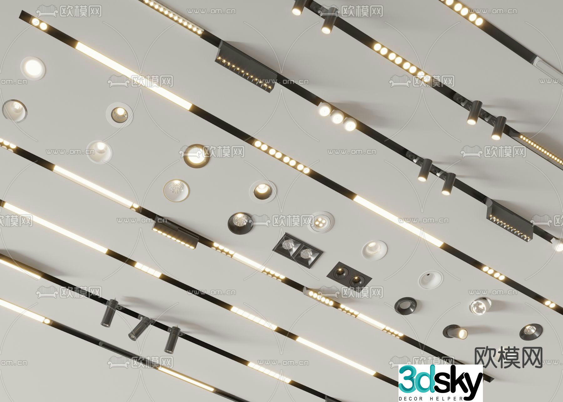 Magnetic light downlight spotlight track light 3d model