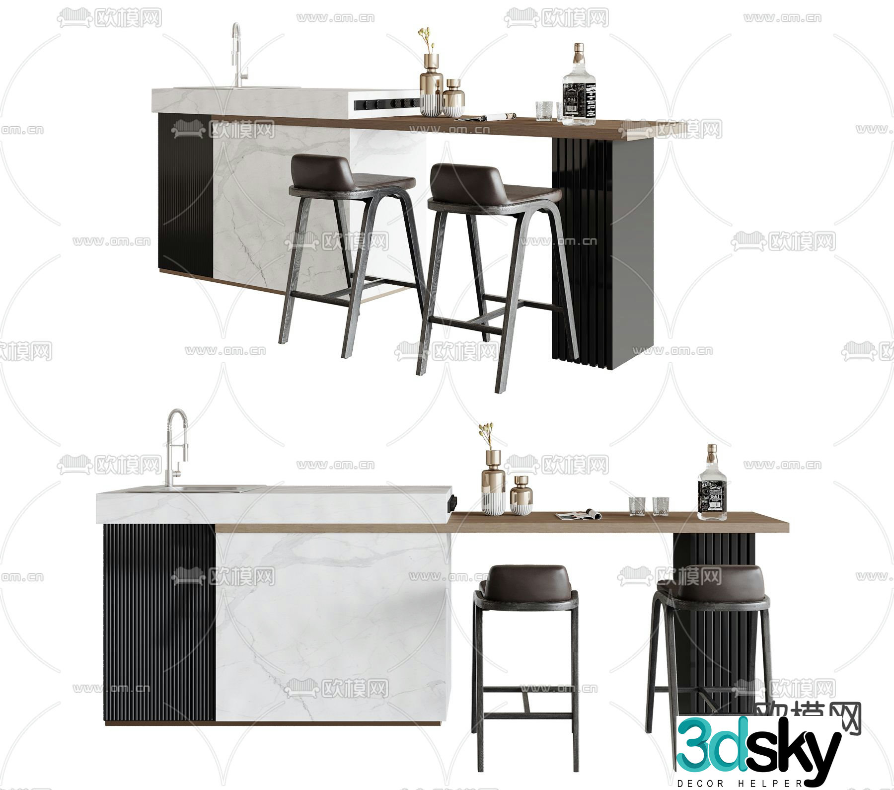 3D model of Nakadao dining table and chair