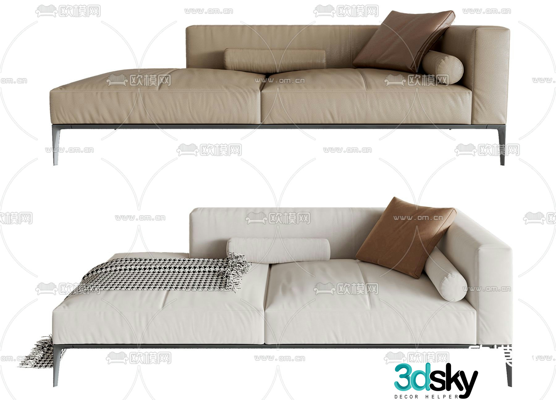 Chaise longue beauty couch bedside stool 3d model