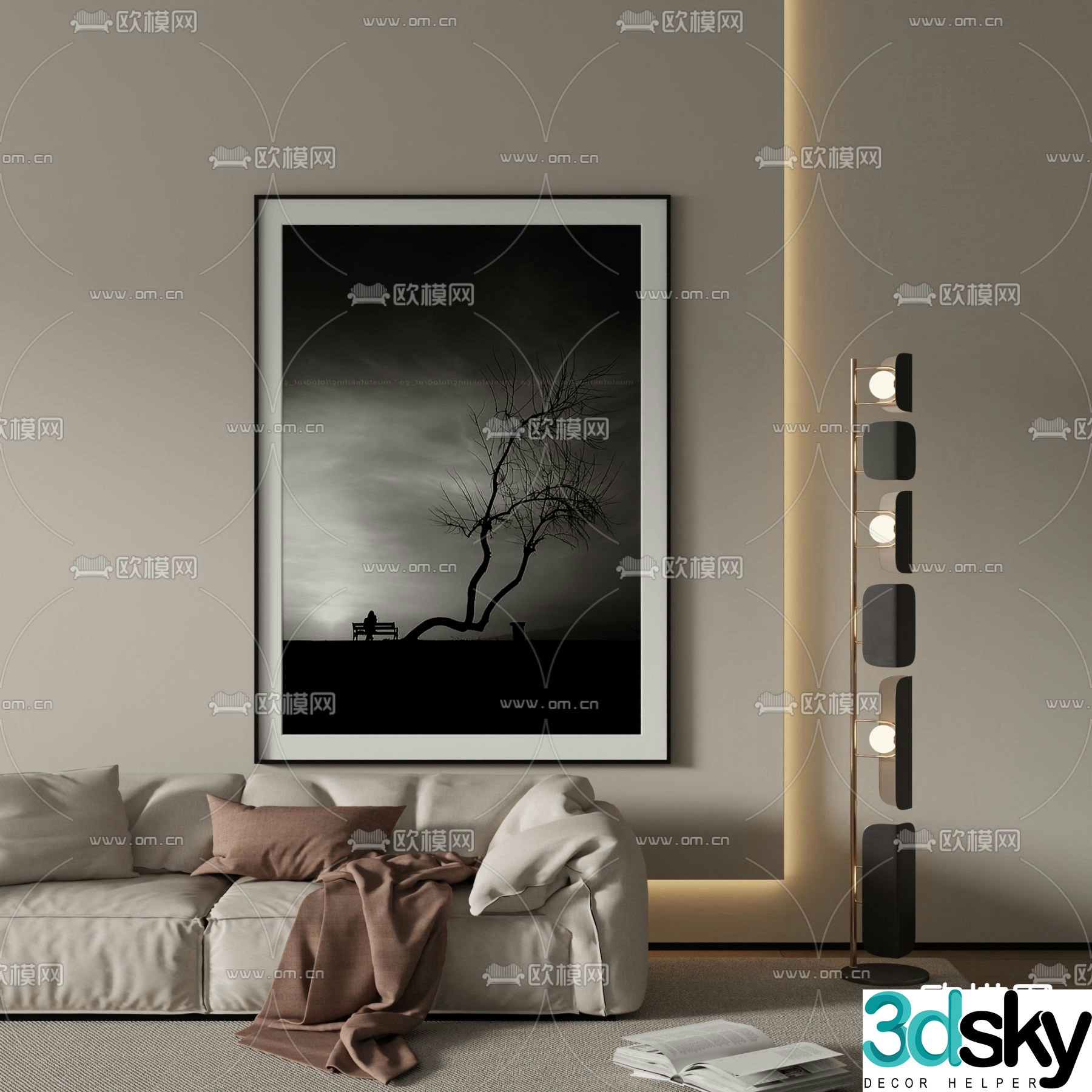 Decorative painting Abstract painting 3d model