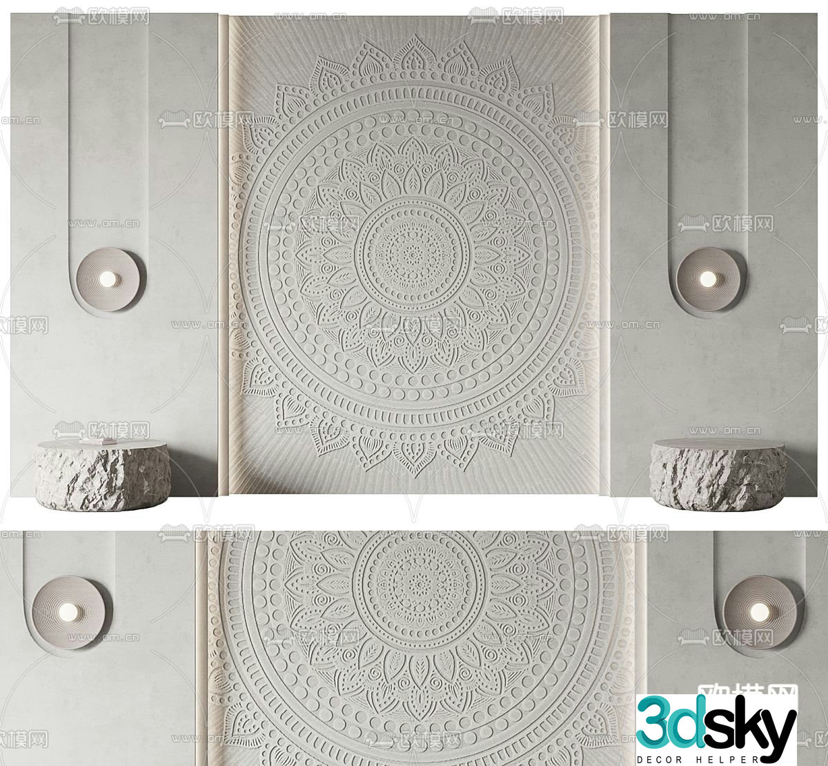 Carved background wall bedside background 3d model