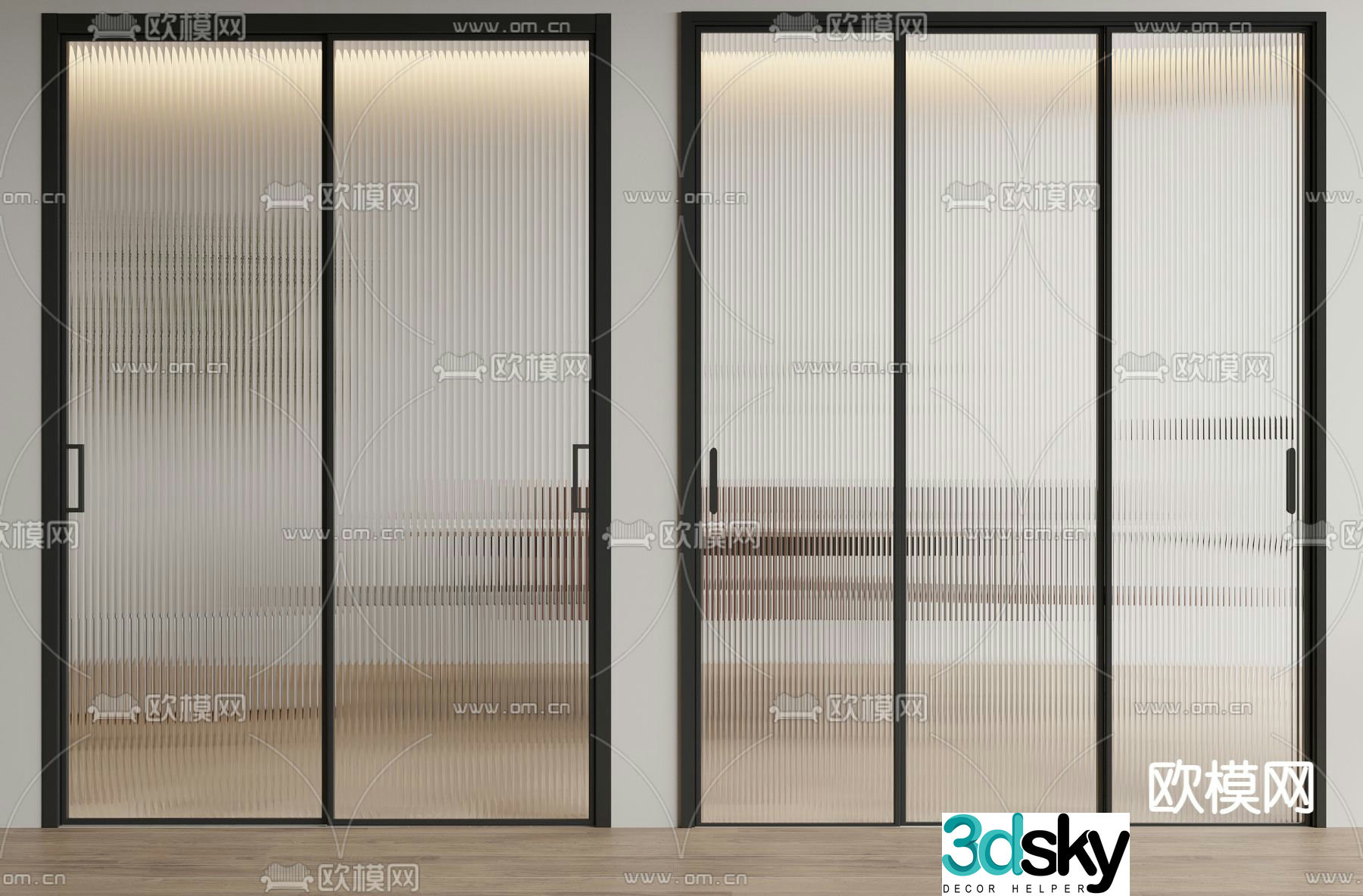 Changhong glass door sliding door kitchen door 3d model