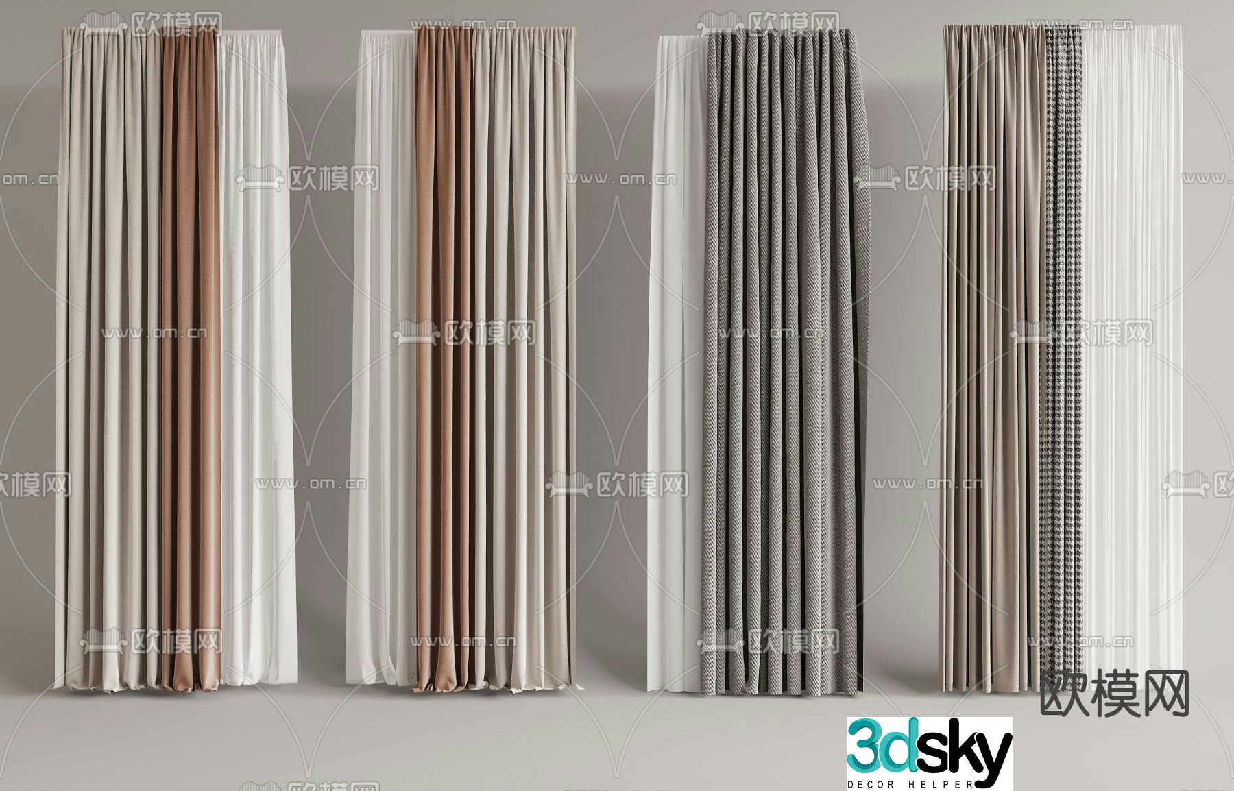 Plain curtains 3d model