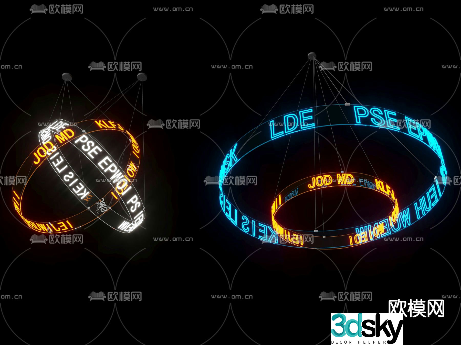 neon light decorative light ring light 3d model
