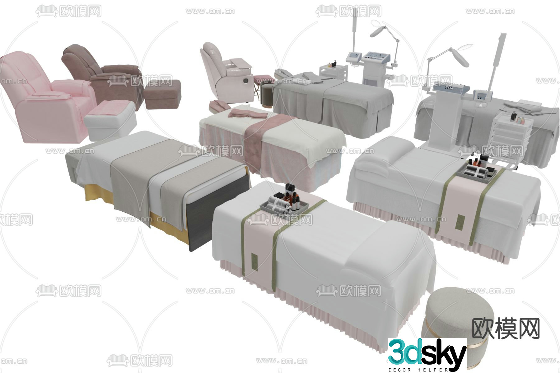 Massage bed beauty bed 3d model