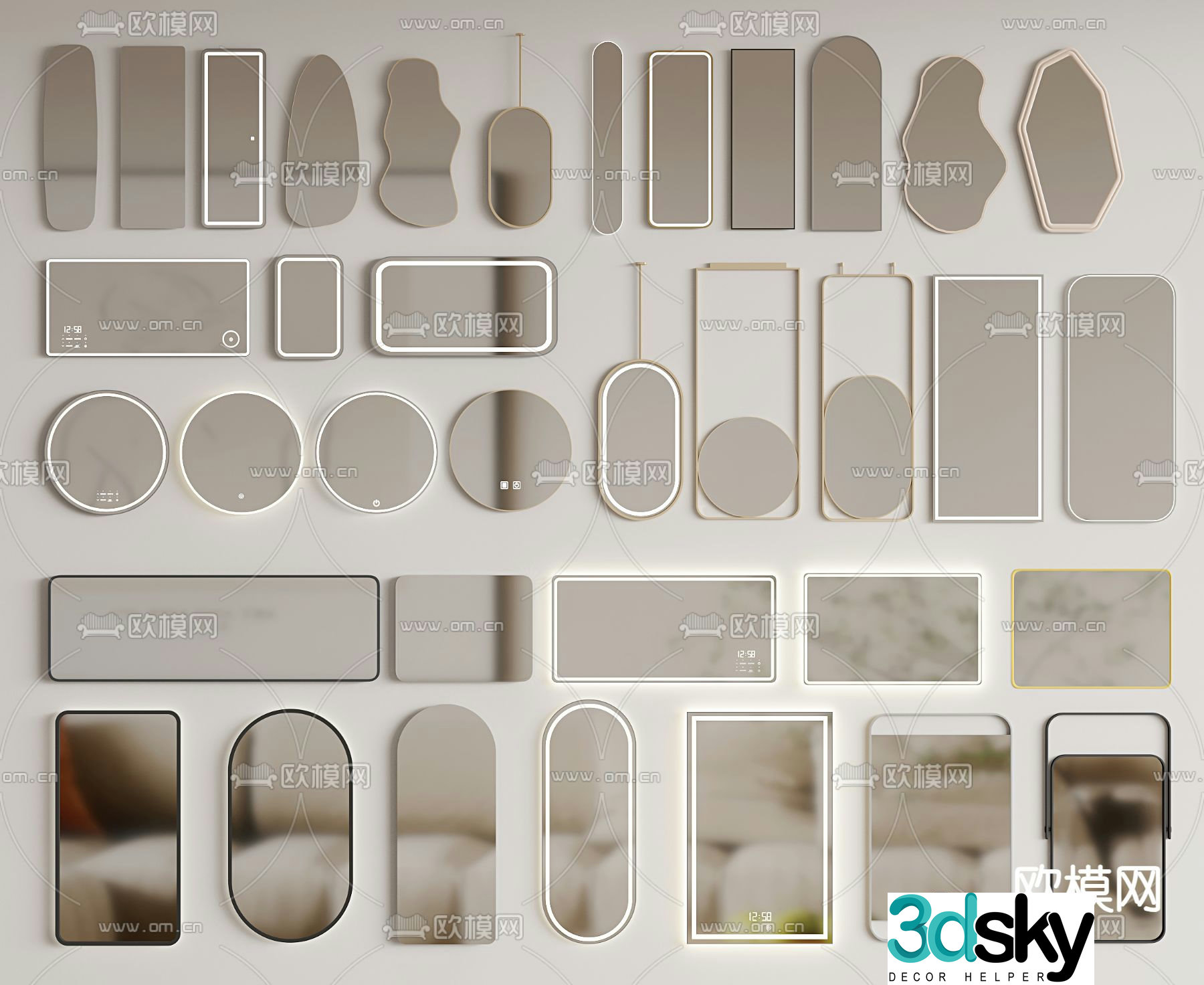 Smart mirror Decorative mirror Makeup mirror Hanging mirror 3D model