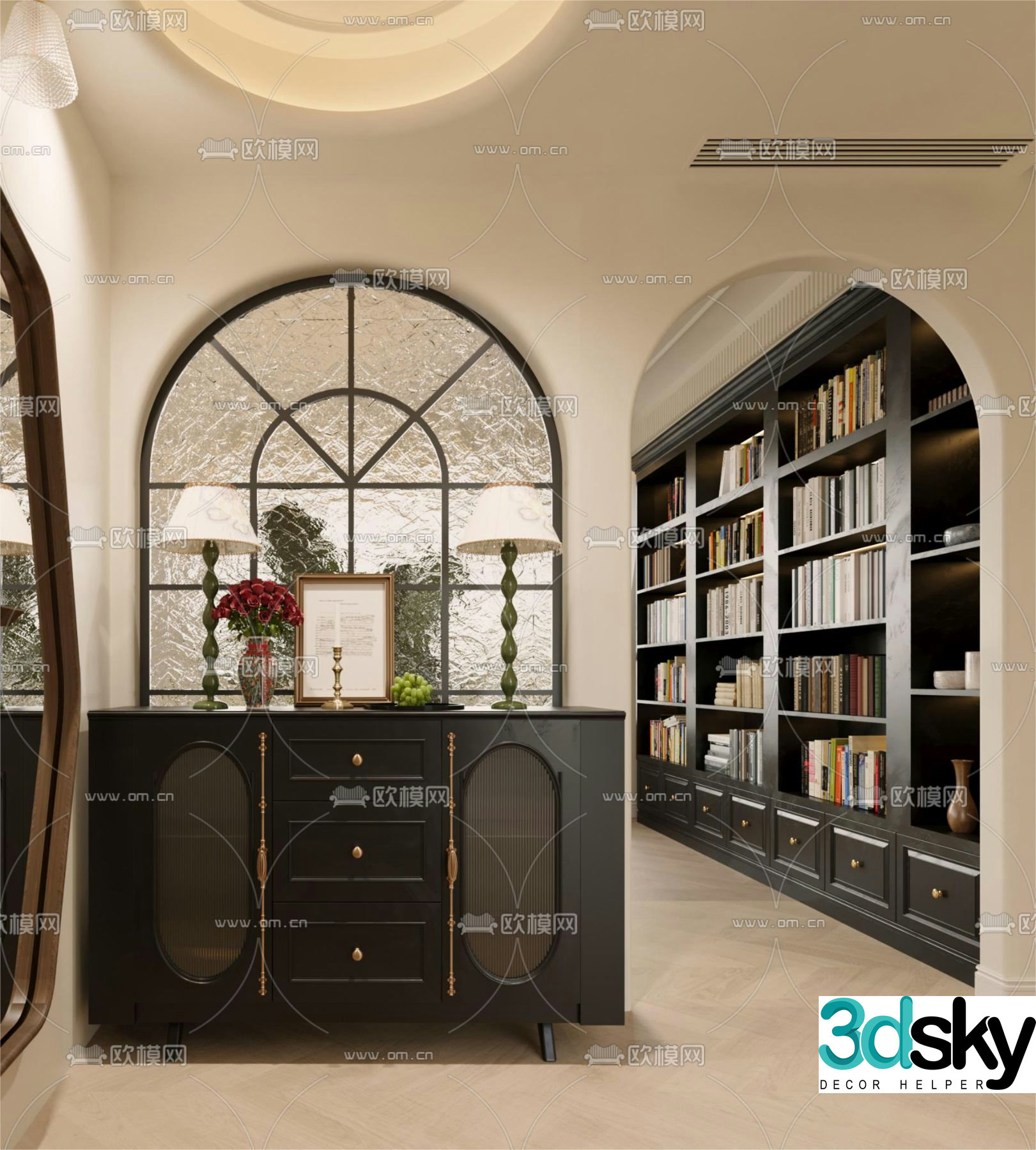 French side cabinet entrance cabinet end view cabinet 3D model