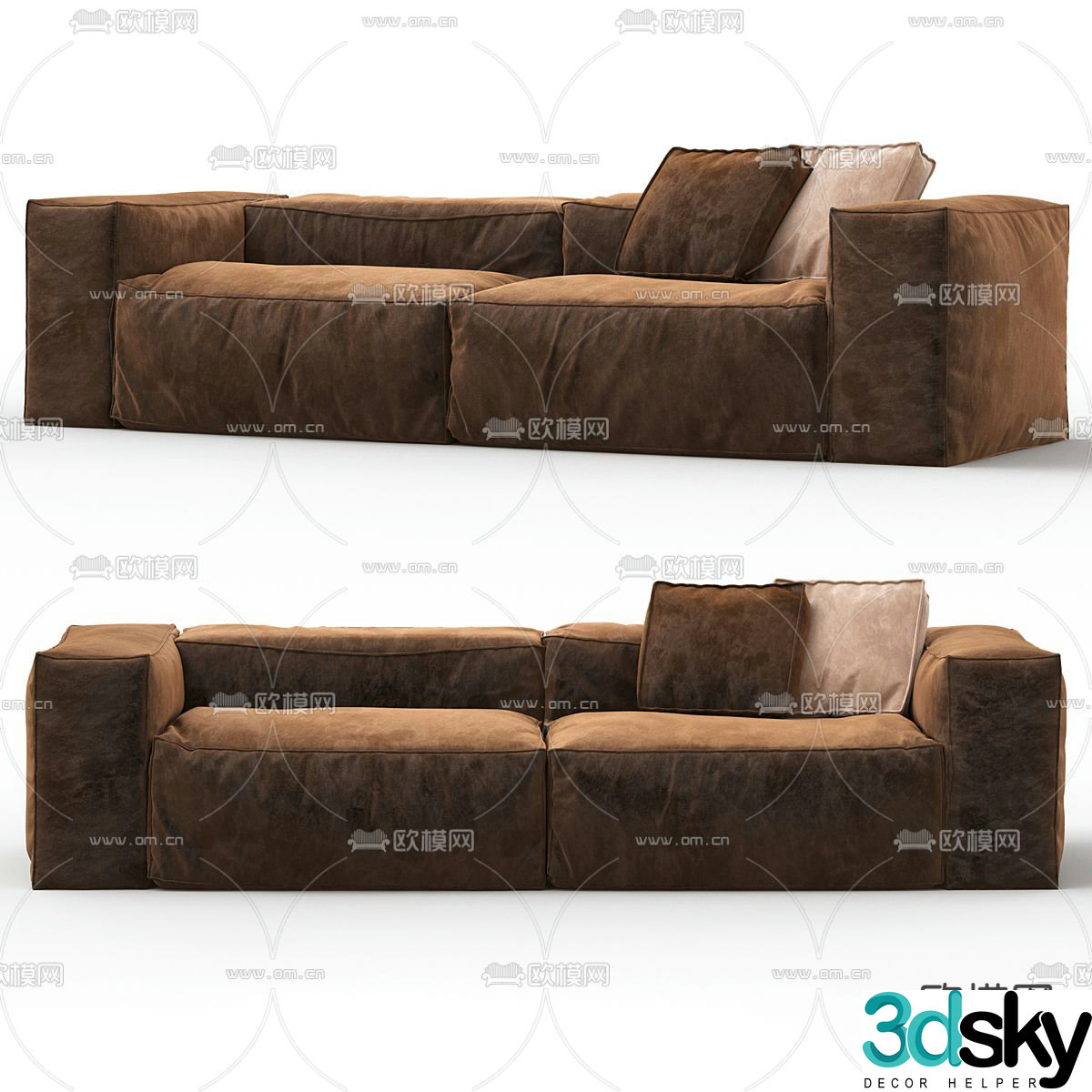 Double sofa upholstered sofa 3d model
