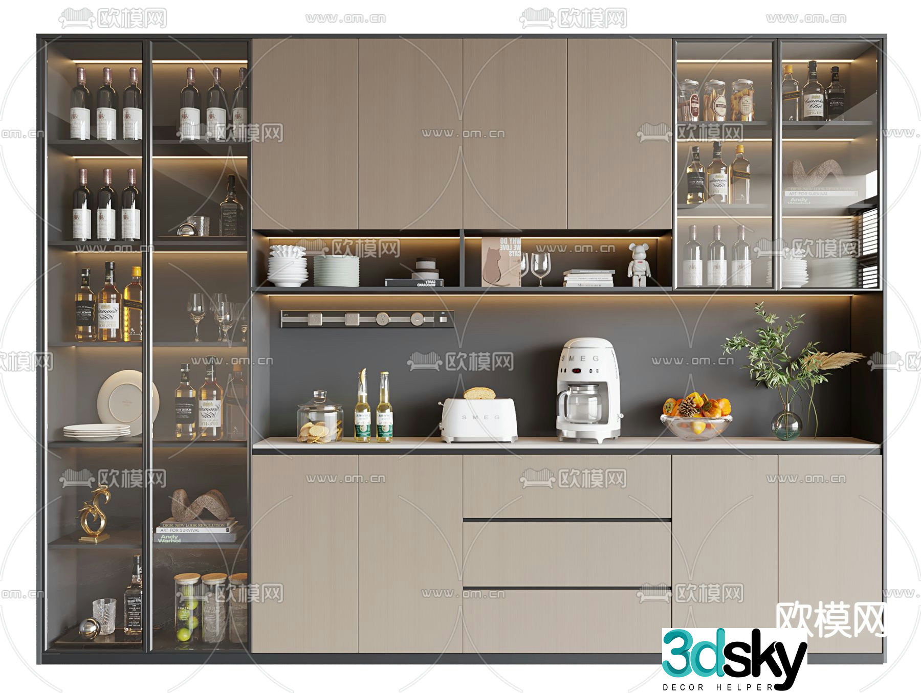 Modern wine cabinet sideboard 3d model