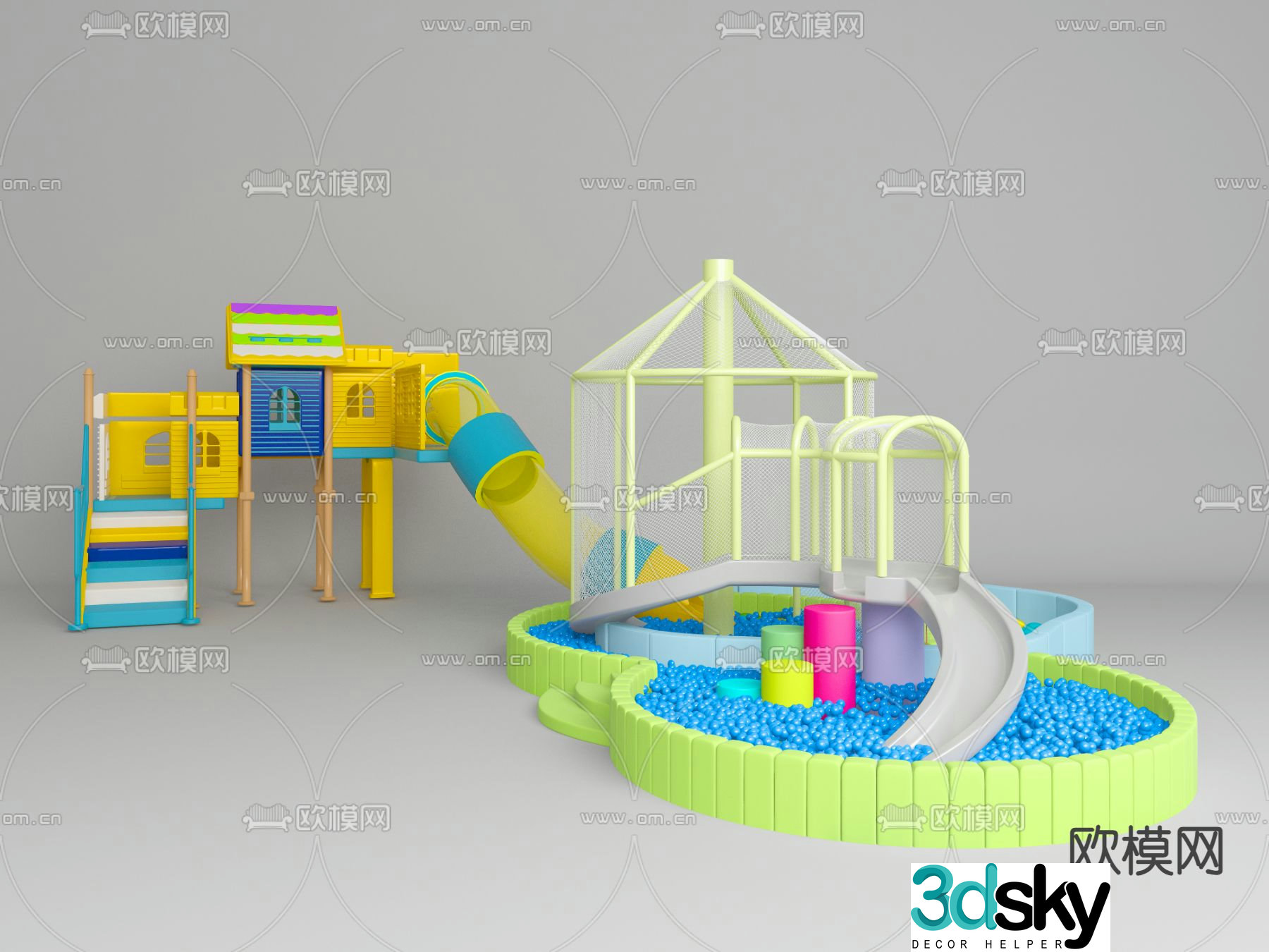 Children's ball pool slide amusement facilities 3D model