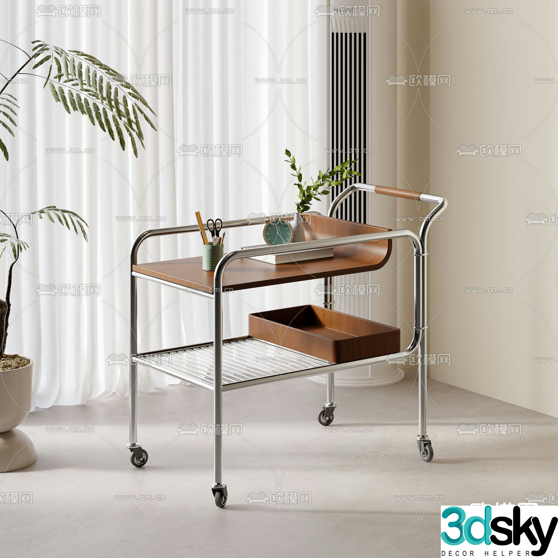 Medieval style side table mobile corner table table table 3D model
