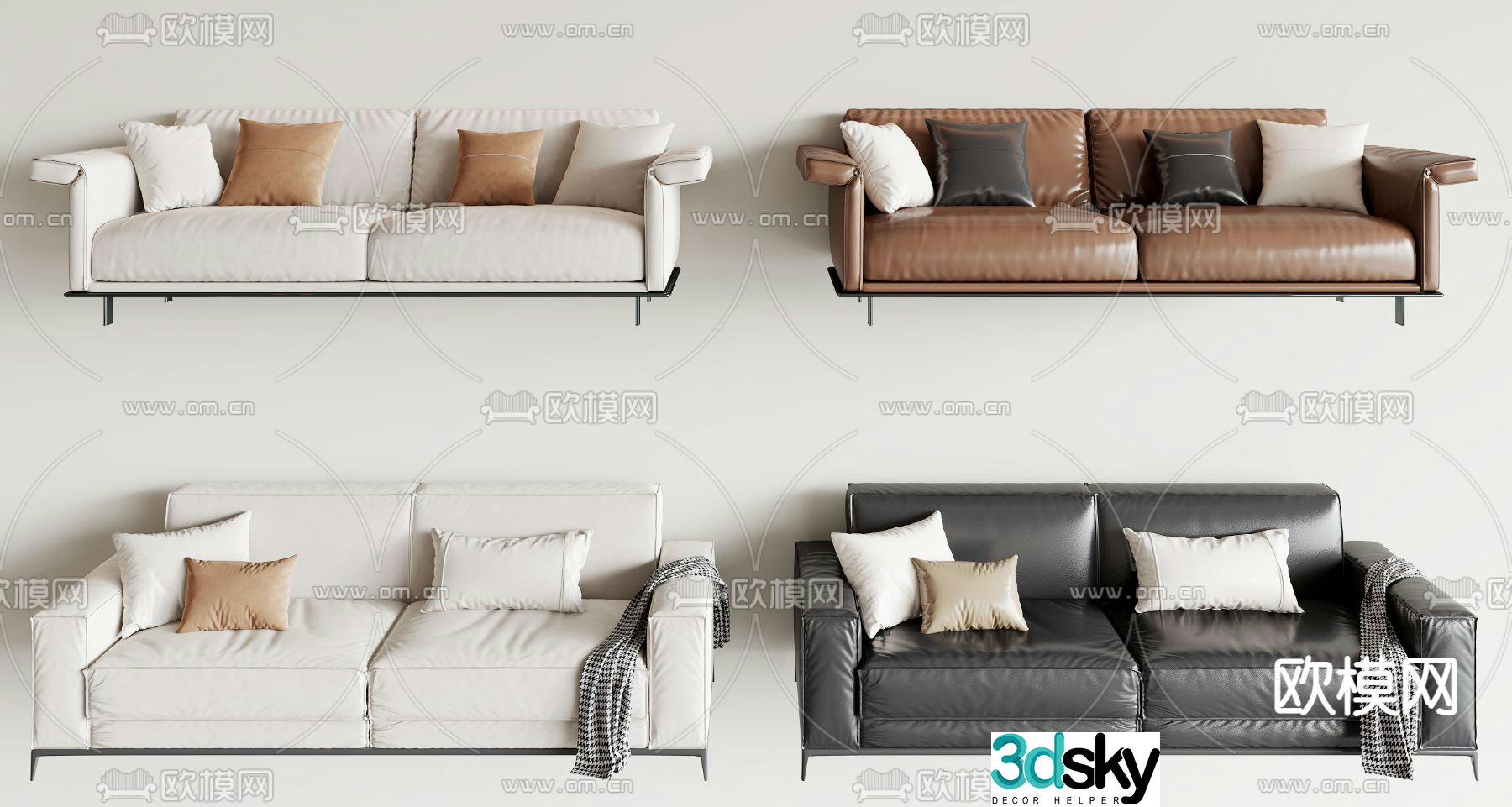 Double sofa upholstered sofa 3d model