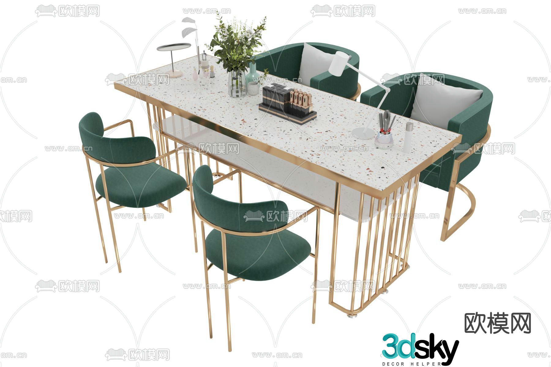 Manicure table manicure table and chairs 3d model