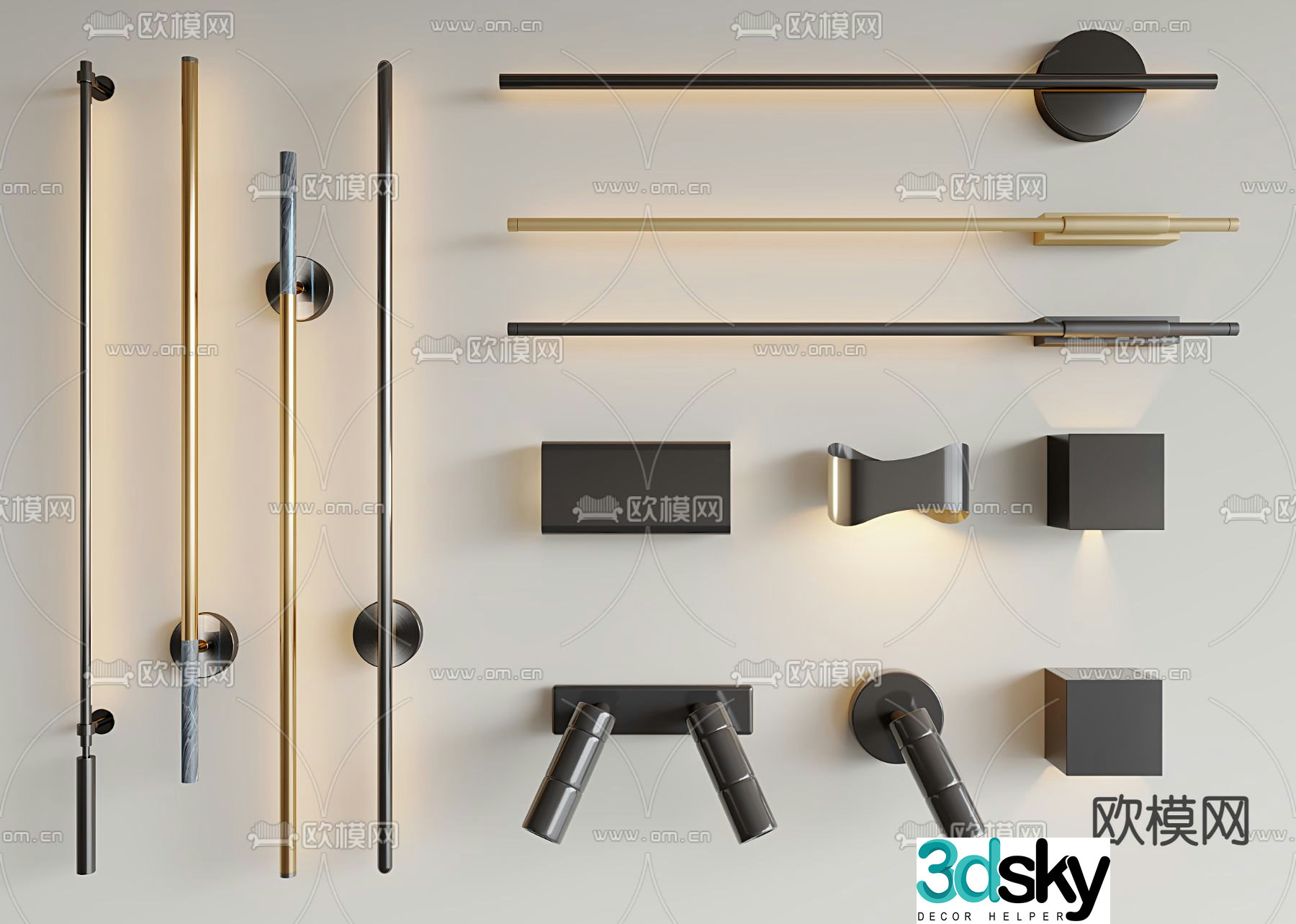 Rotating wall lamp line wall lamp aisle lamp night lamp 3D model