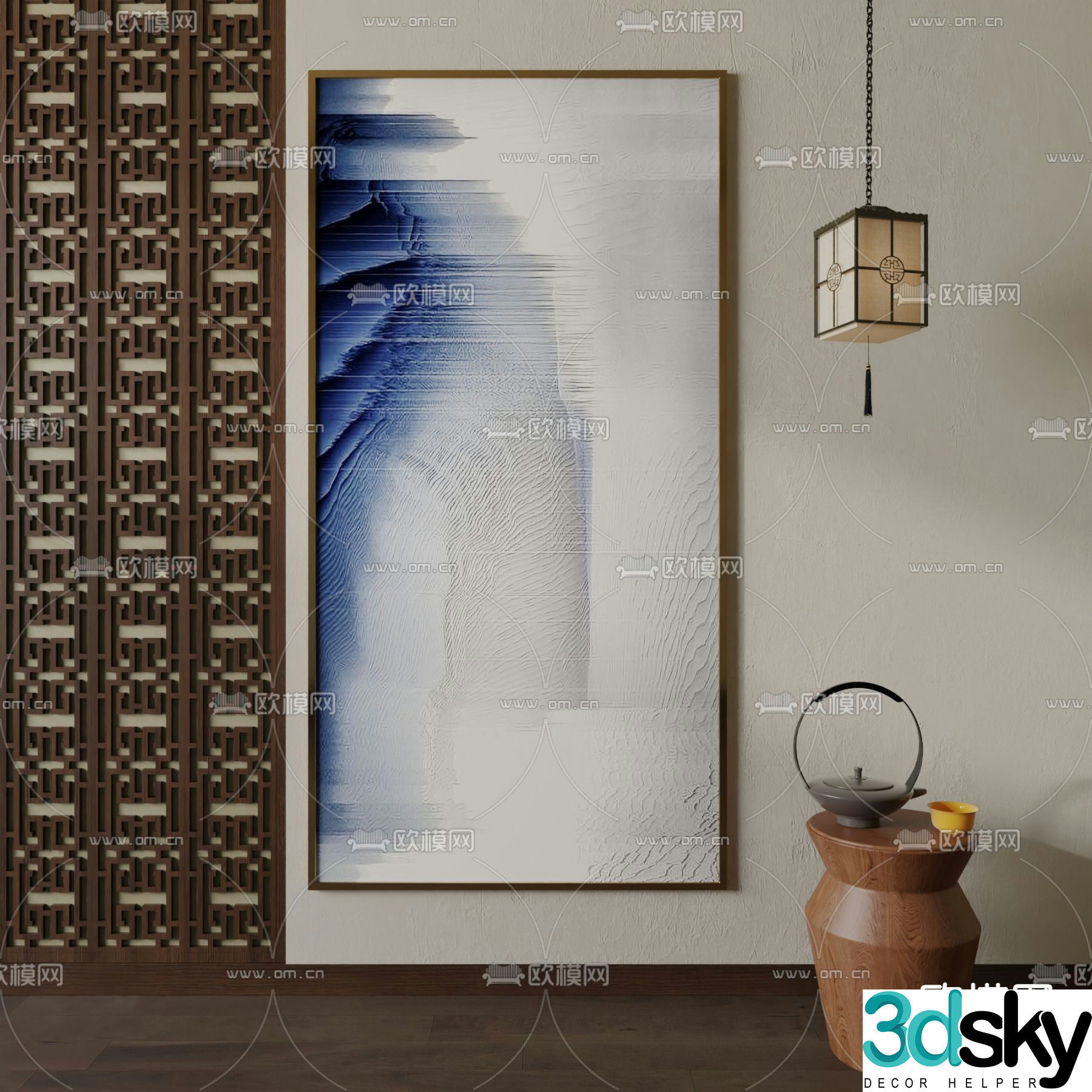New Chinese style texture painting Abstract painting Decorative painting 3D model