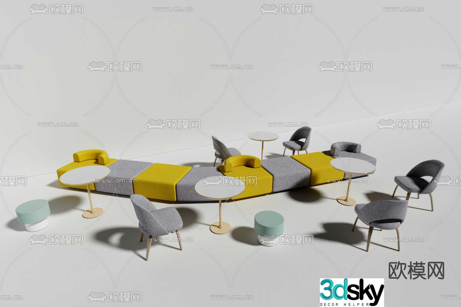 Office sofa lobby sofa public sofa 3d model