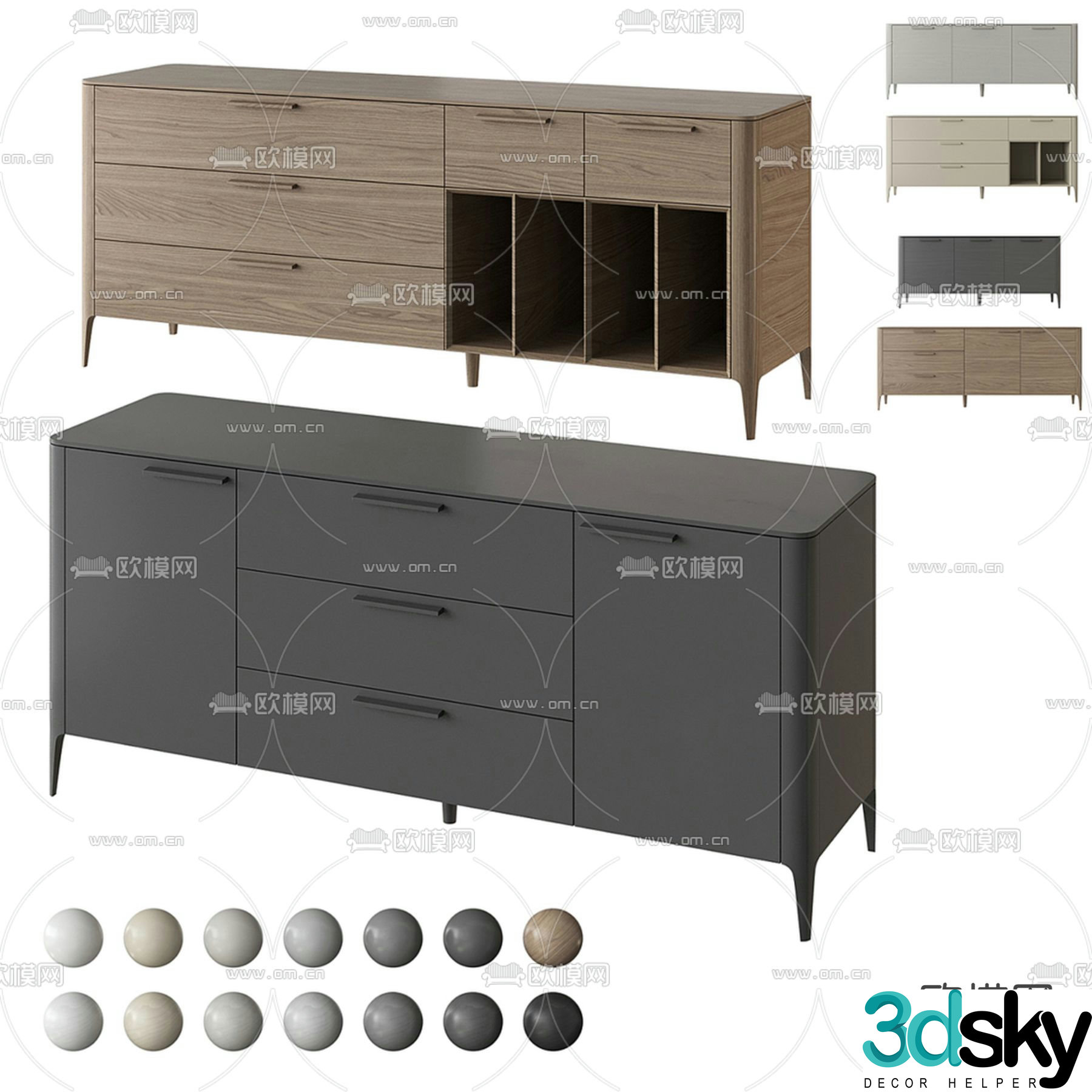 Modern chest of drawers side cabinet 3d model
