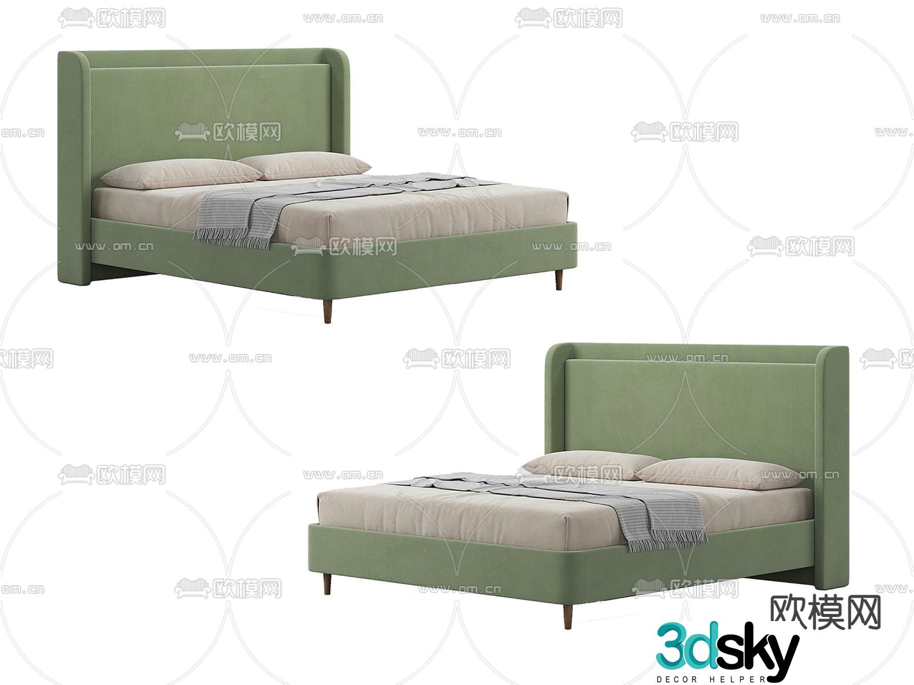 Nordic double bed 3d model