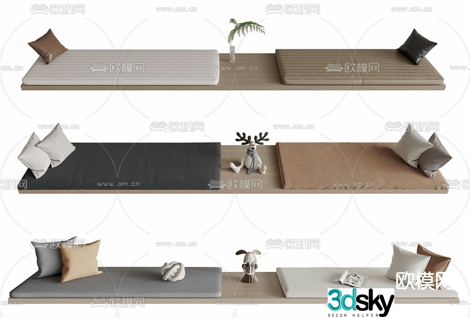 Modern cushion bay window cushion seat cushion sofa cushion 3d model