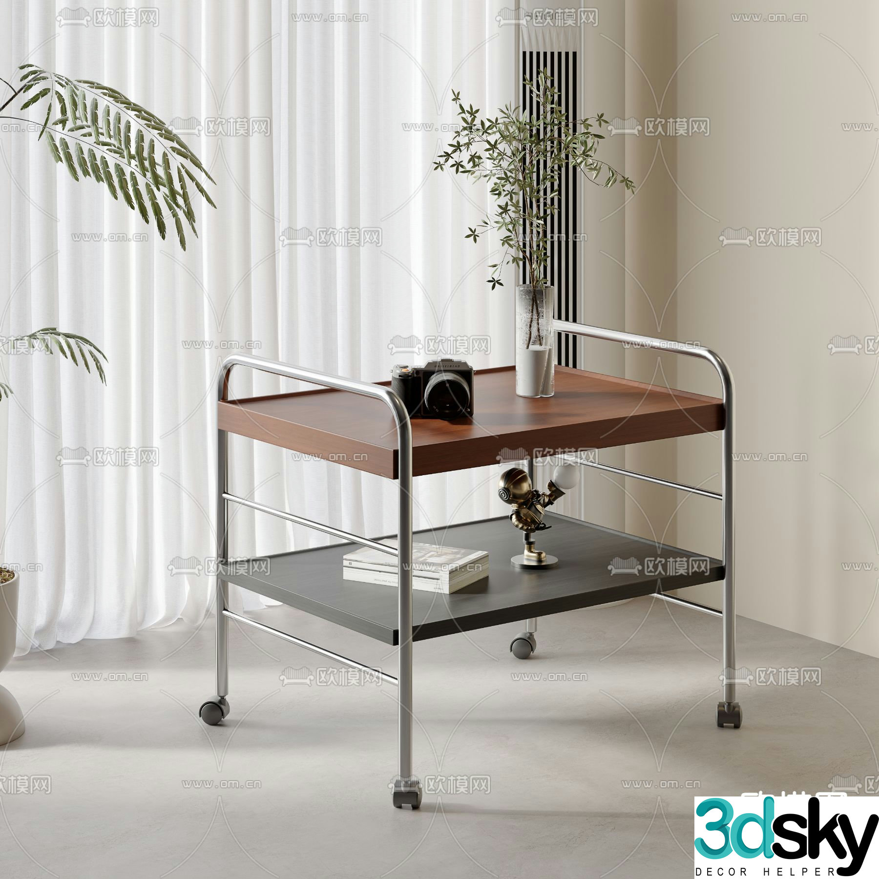 Medieval style side table mobile corner table table table 3D model