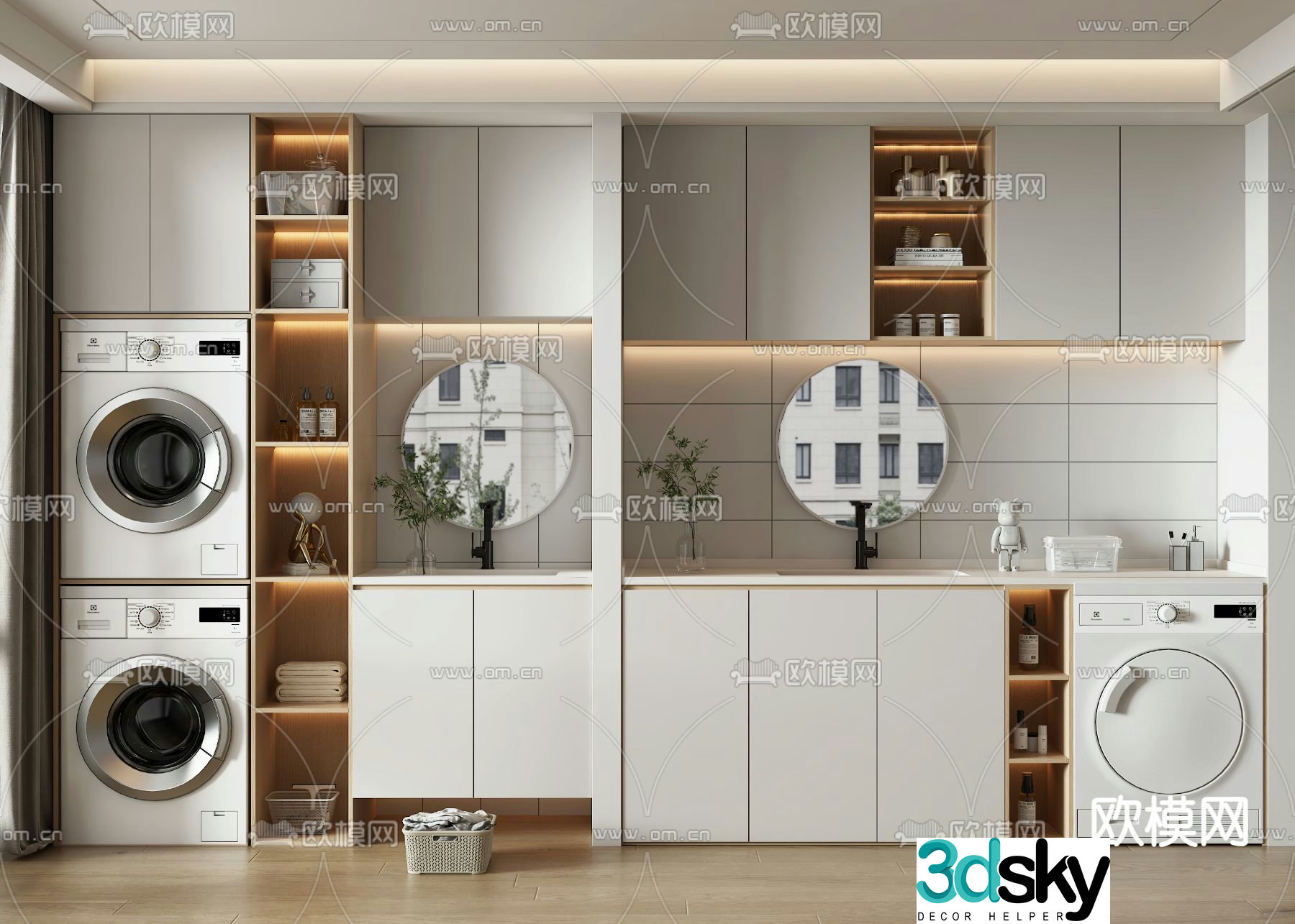 Balcony cabinet washing machine cabinet 3d model