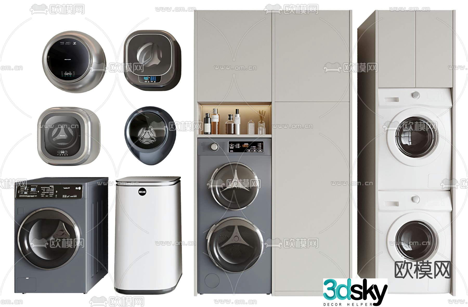Balcony cabinet washing machine cabinet 3d model