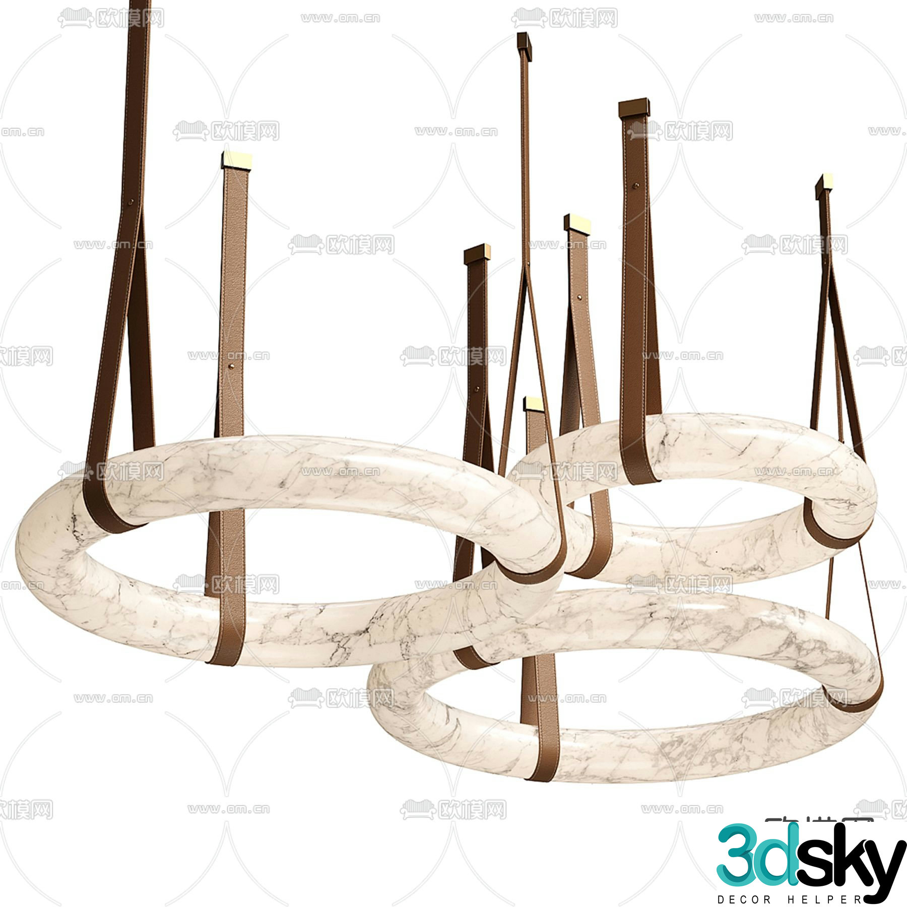Light luxury chandelier ring decorative lamp 3D model