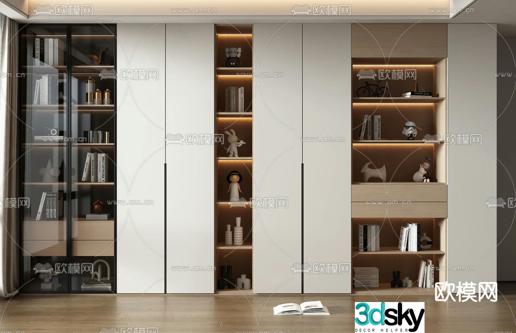 Modern bookcase display cabinet 3d model